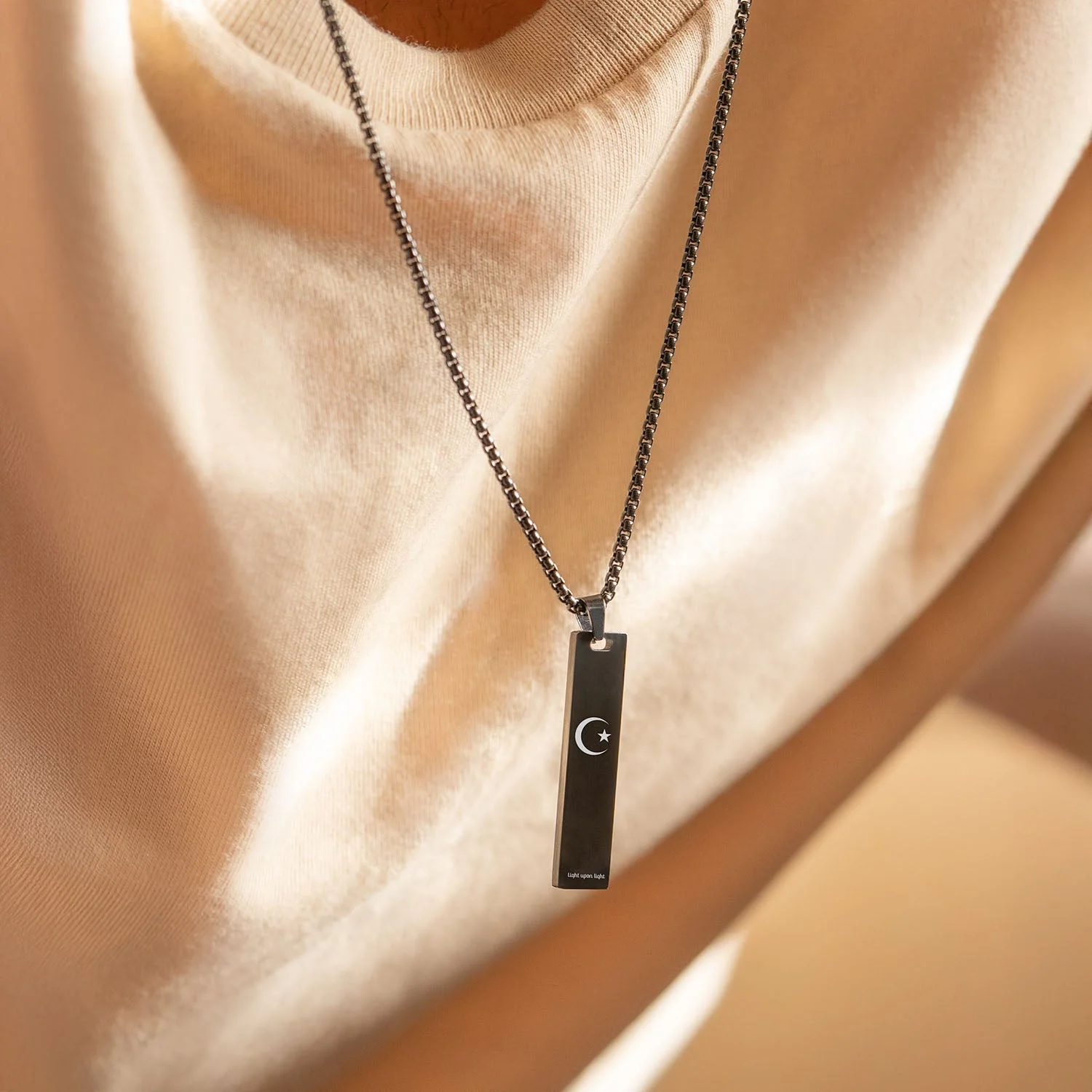 Moon and Star Mini Tag Necklace