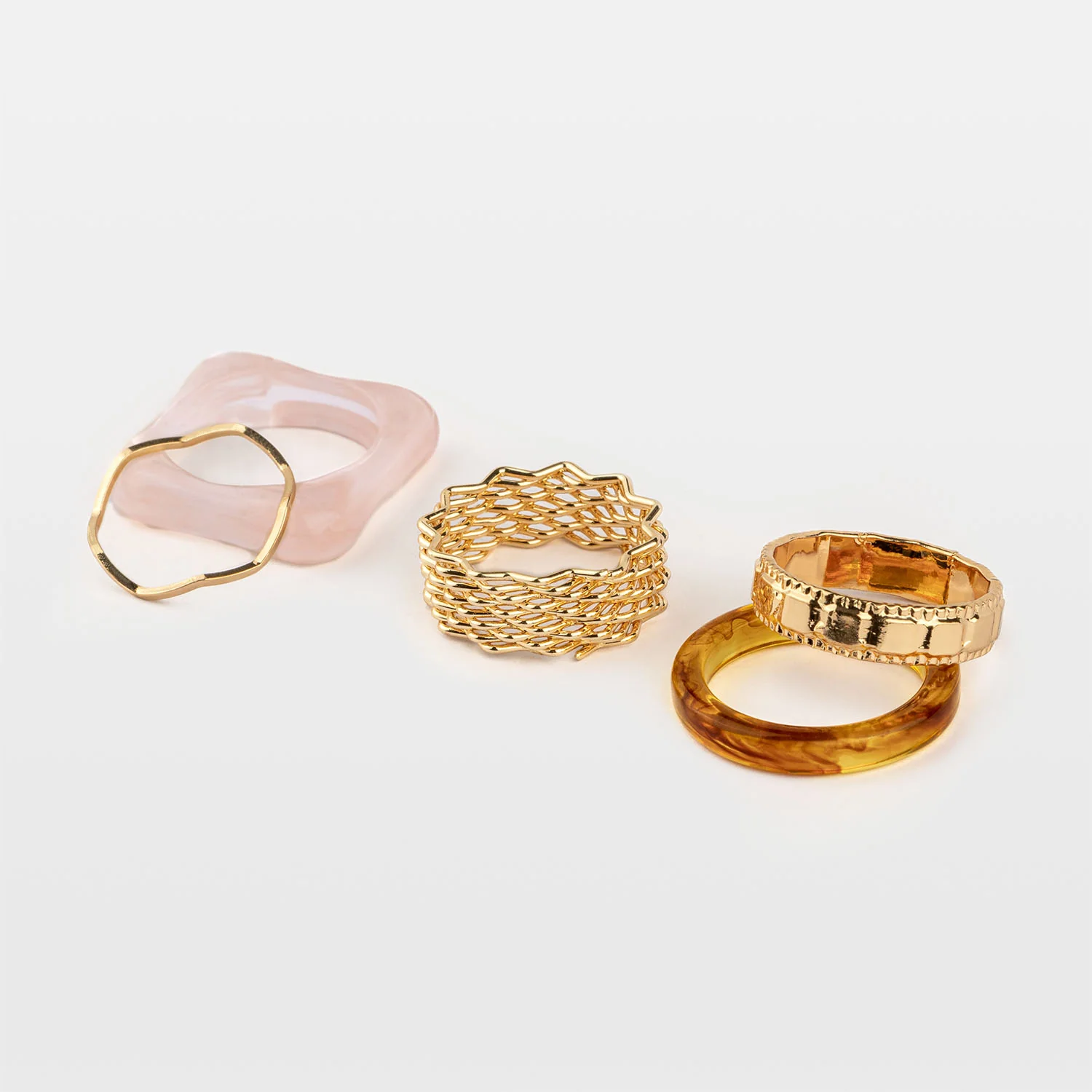 Neutral Pink Stackable Rings Set (Pack of 5) - Image 2