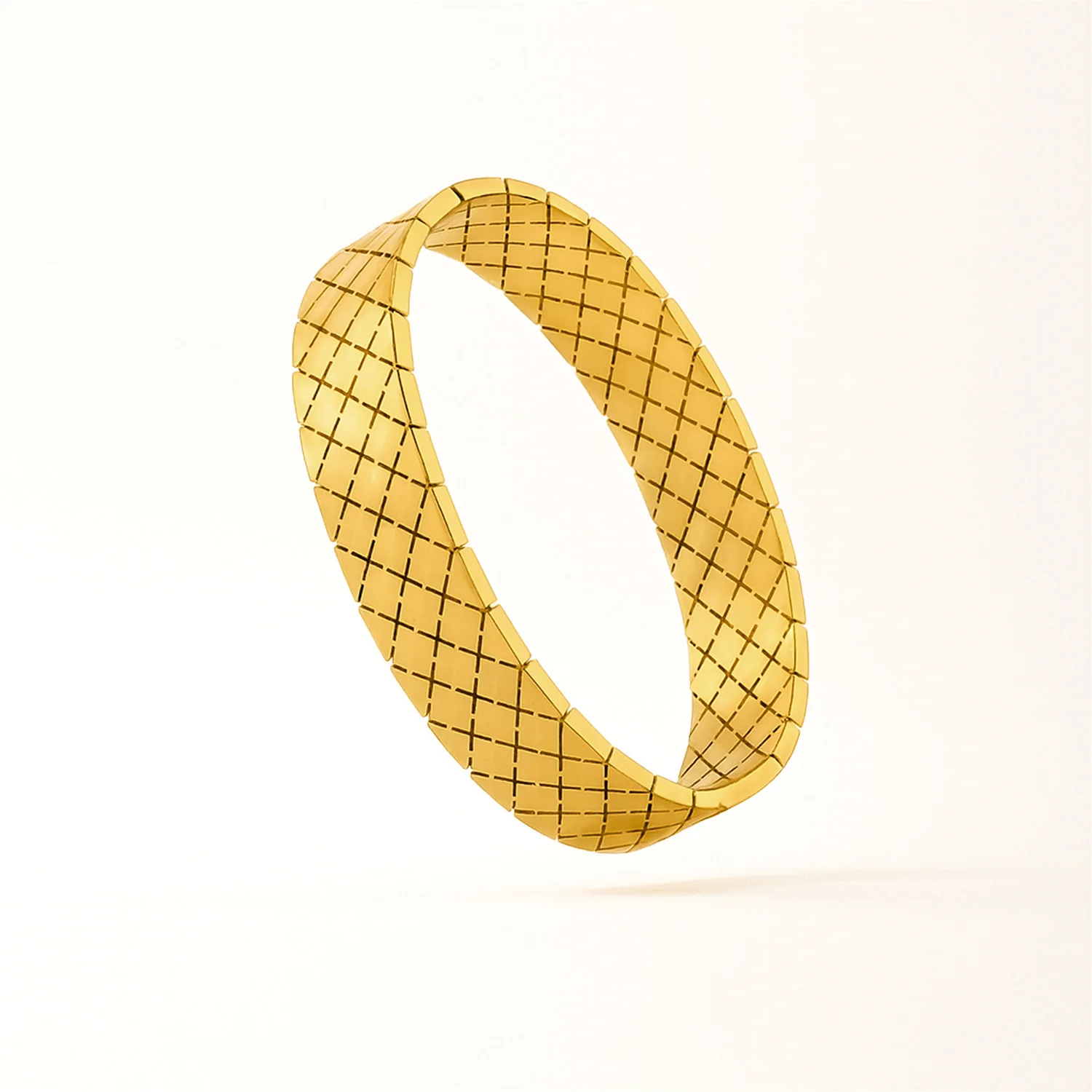 Nivara 18K Gold Quilt Statement Kada Bracelet - Image 3