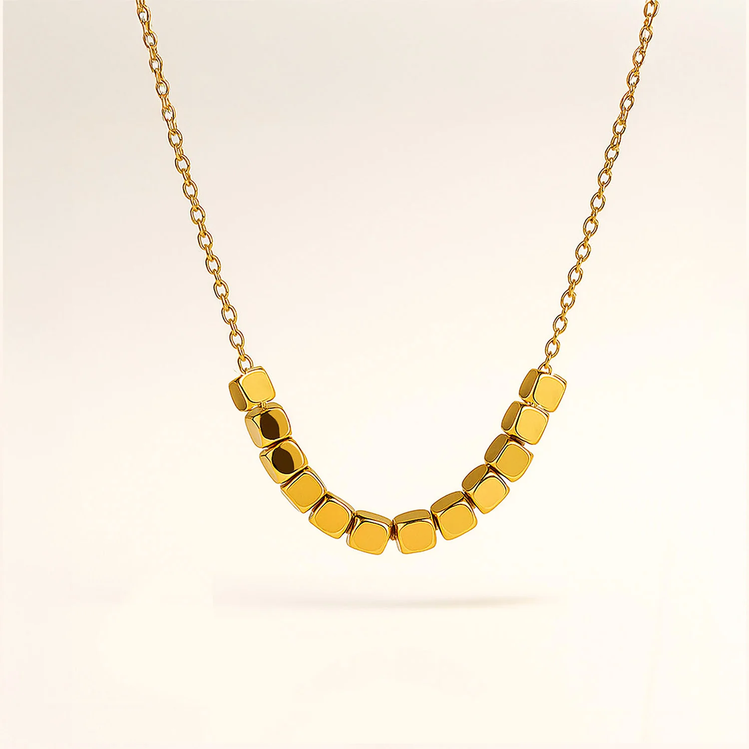 Noelia Gold Minimal Cube Necklace - Image 3
