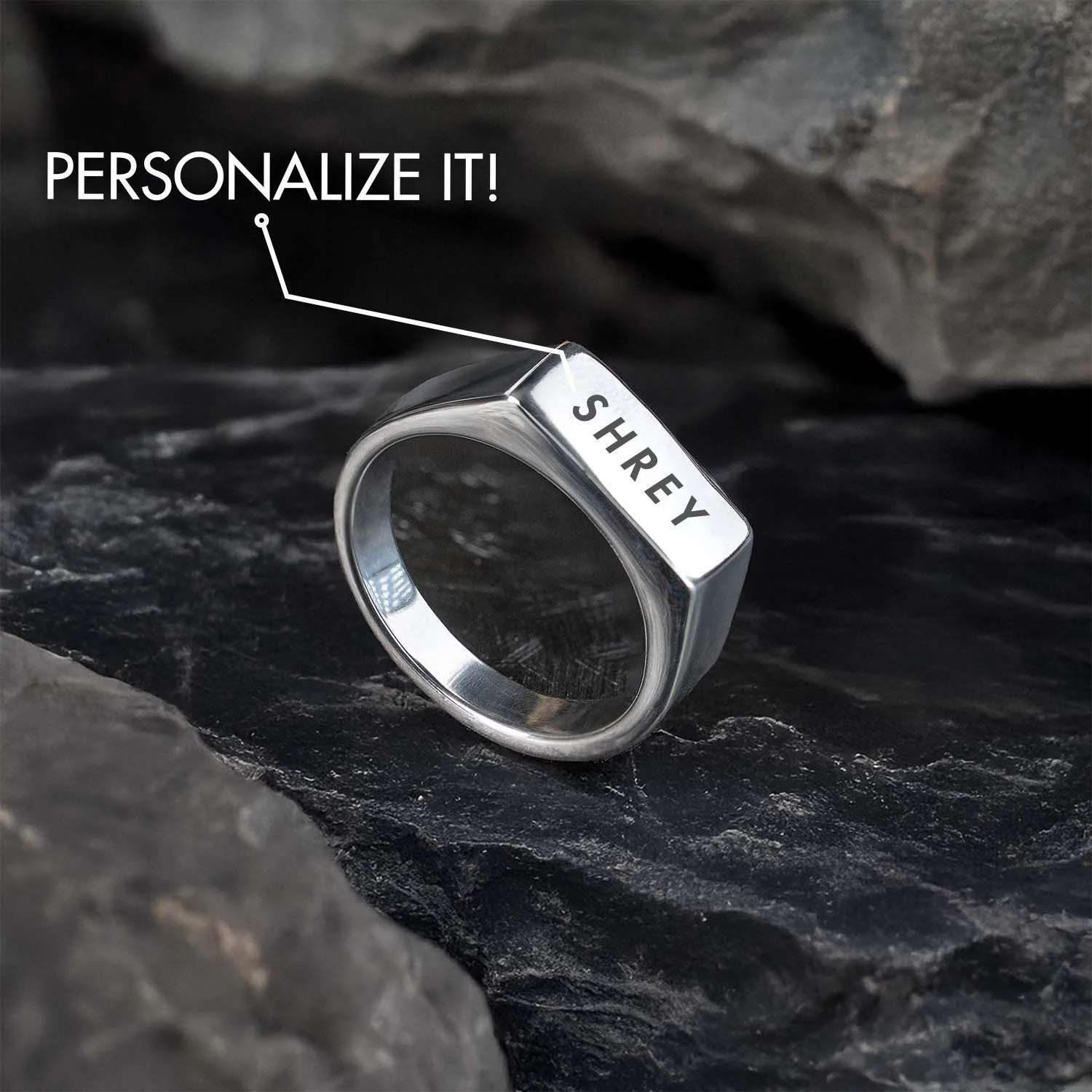Personalised Noir Band Ring - Image 12