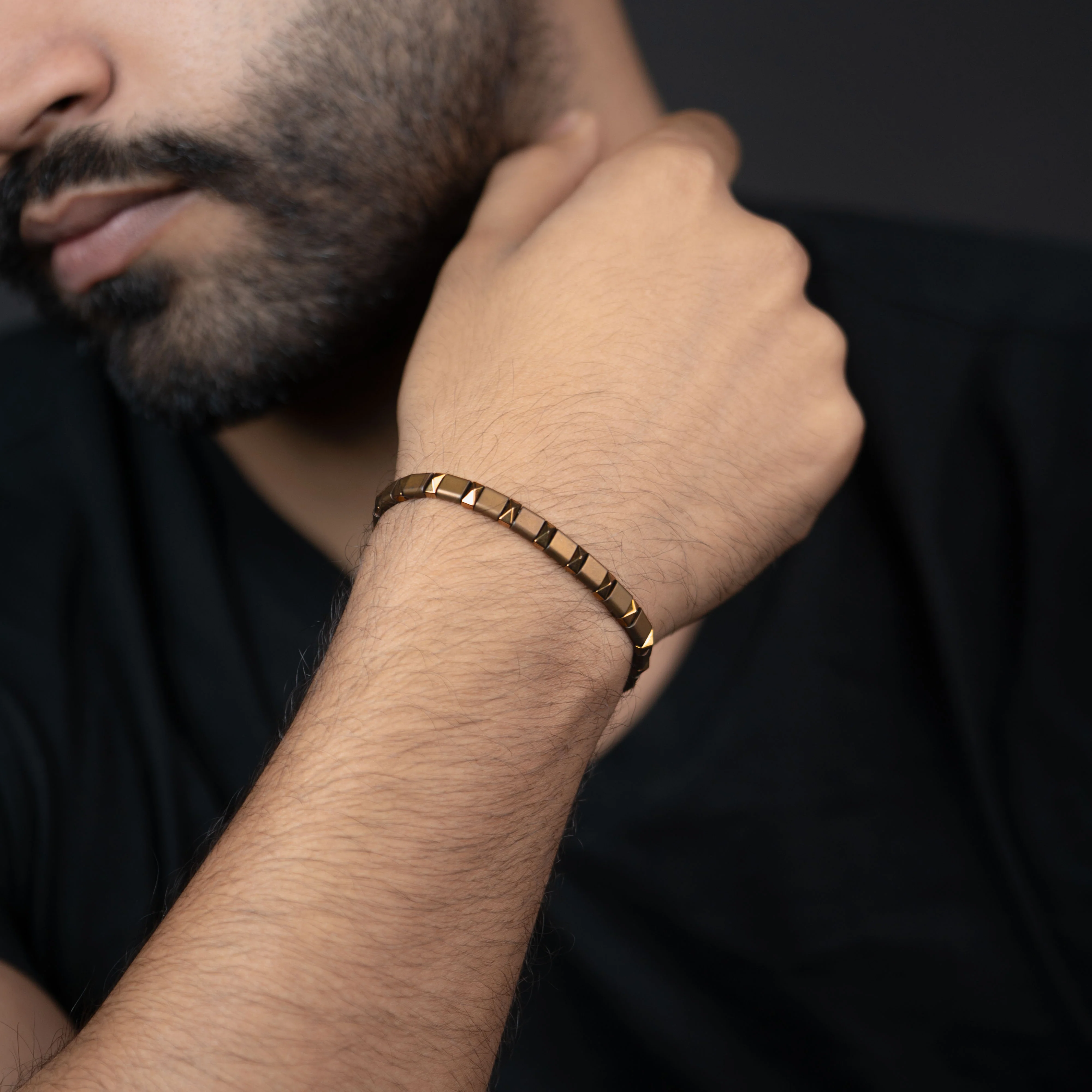 Nutmeg Brown Hematite Stack Natural Stone Bracelet - Image 2