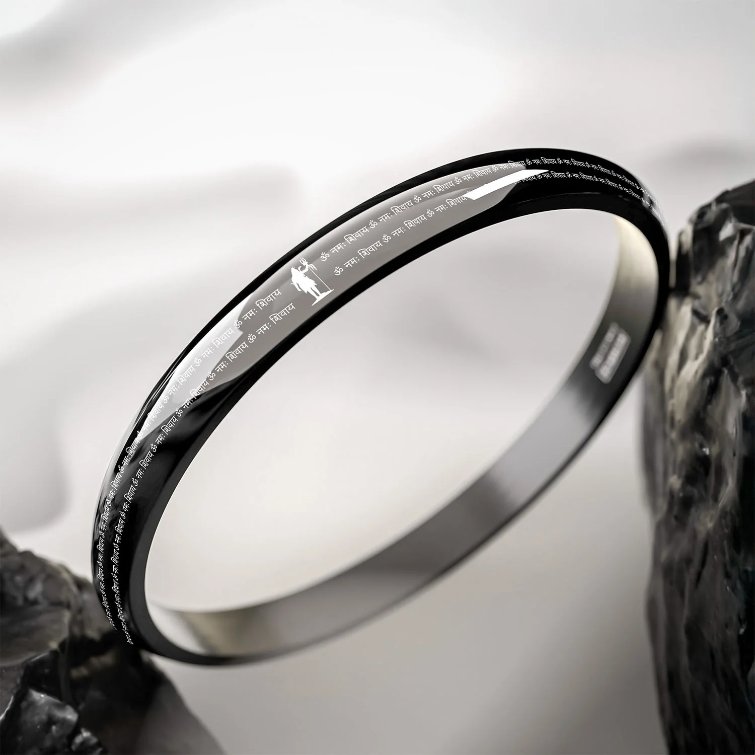 Om Namah Shivay MicroCarved Round Curved Kada - Image 17
