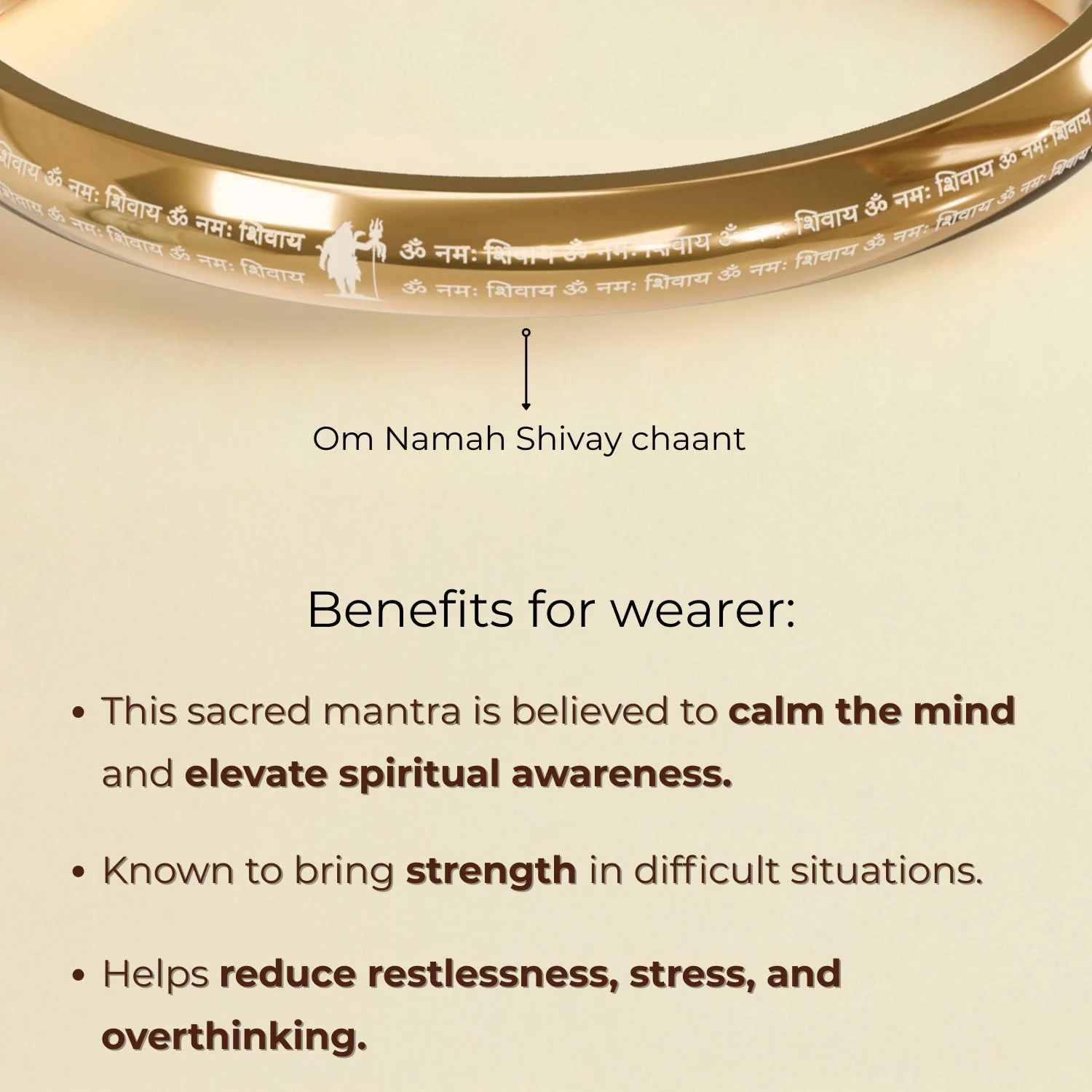 Om Namah Shivay MicroCarved Round Curved Kada - Image 2