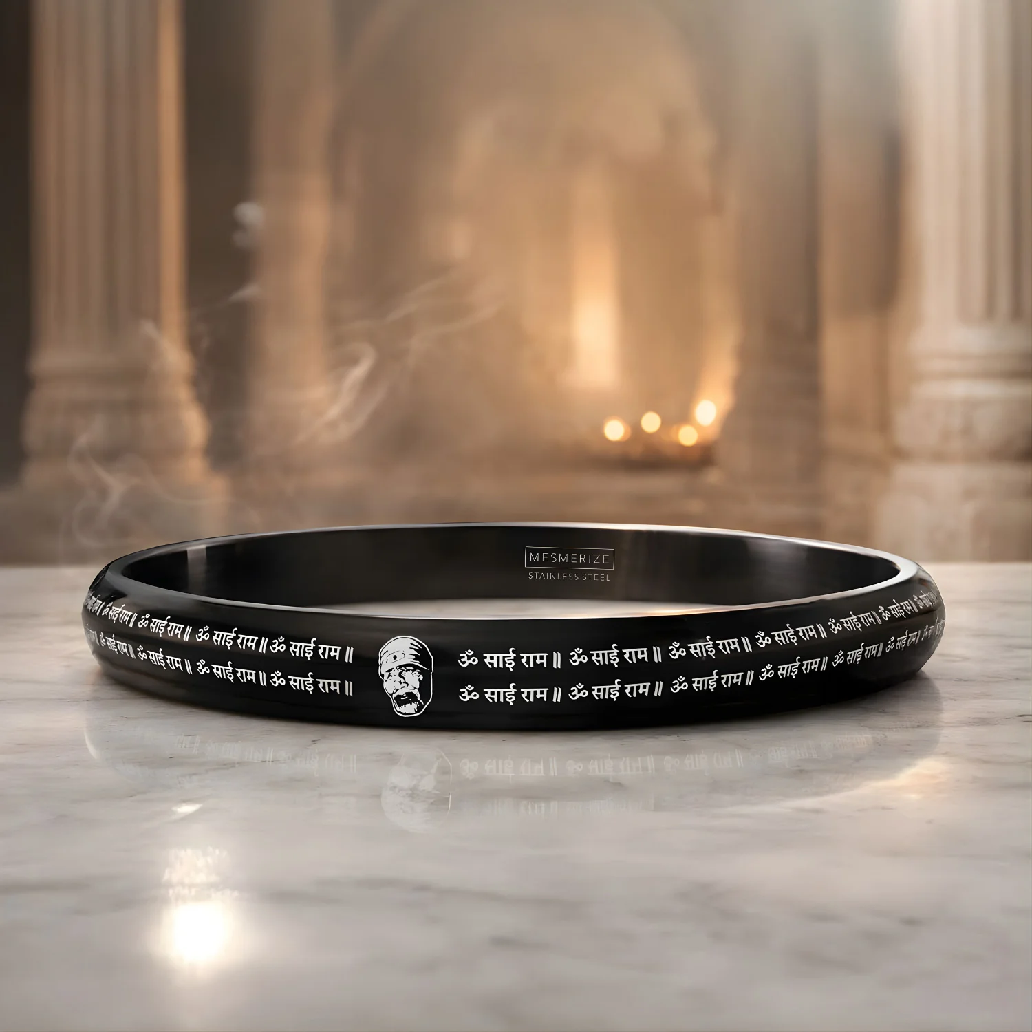 Om Sai Ram MicroCarved Round Curved Kada