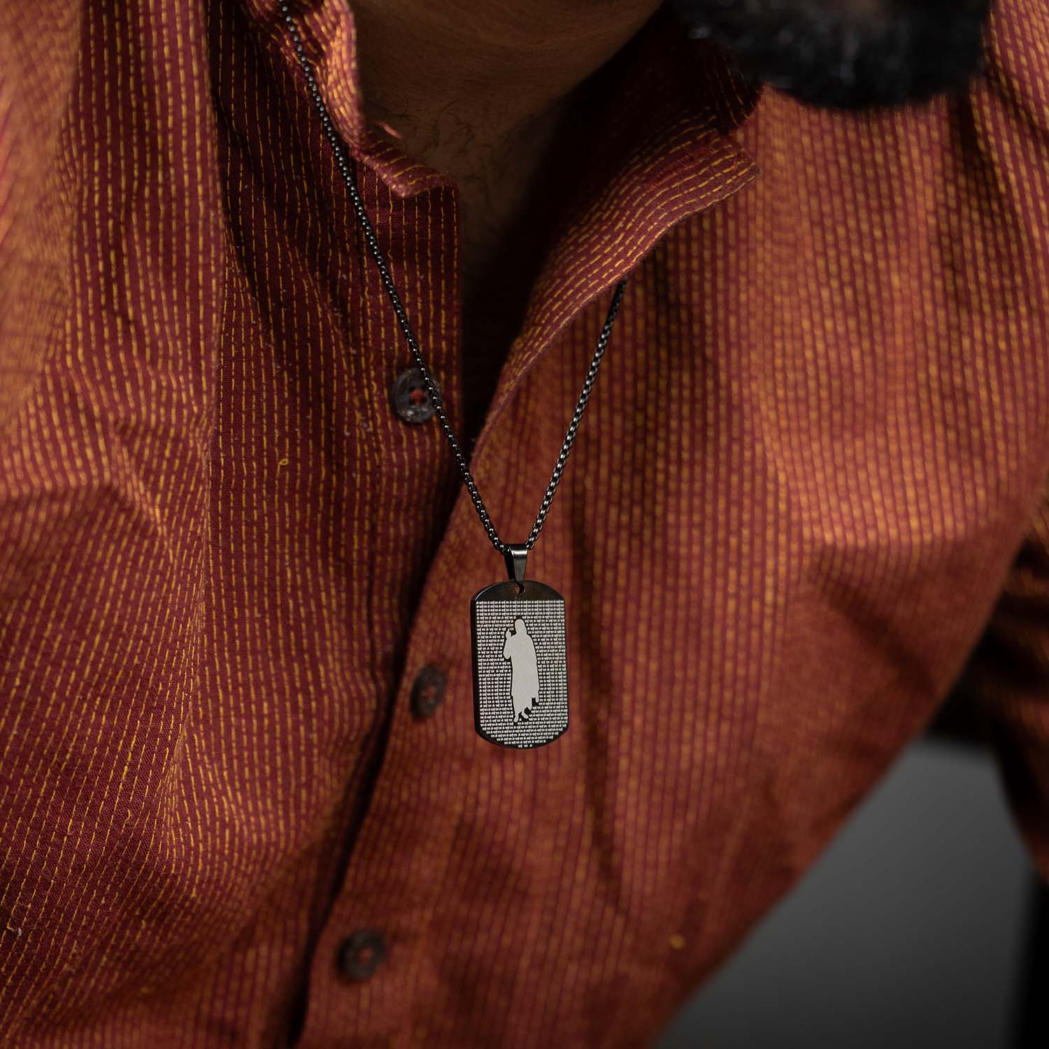 Om Sai Ram MicroCarved Tag Necklace - Image 10