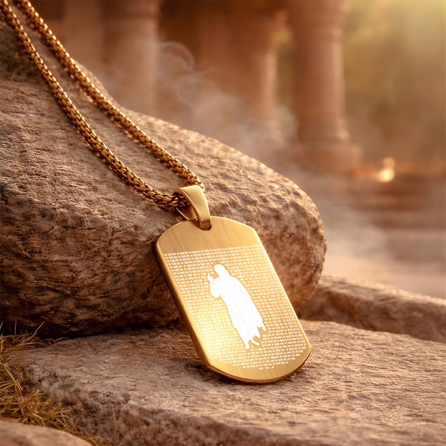 Om Sai Ram MicroCarved Tag Necklace - Image 15
