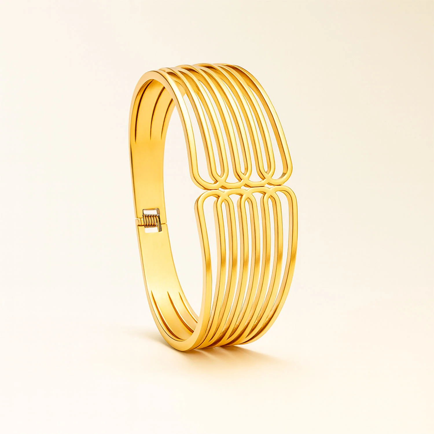 Orla Wave Infinite Loop 18K Gold Statement Openable Bracelet - Image 3