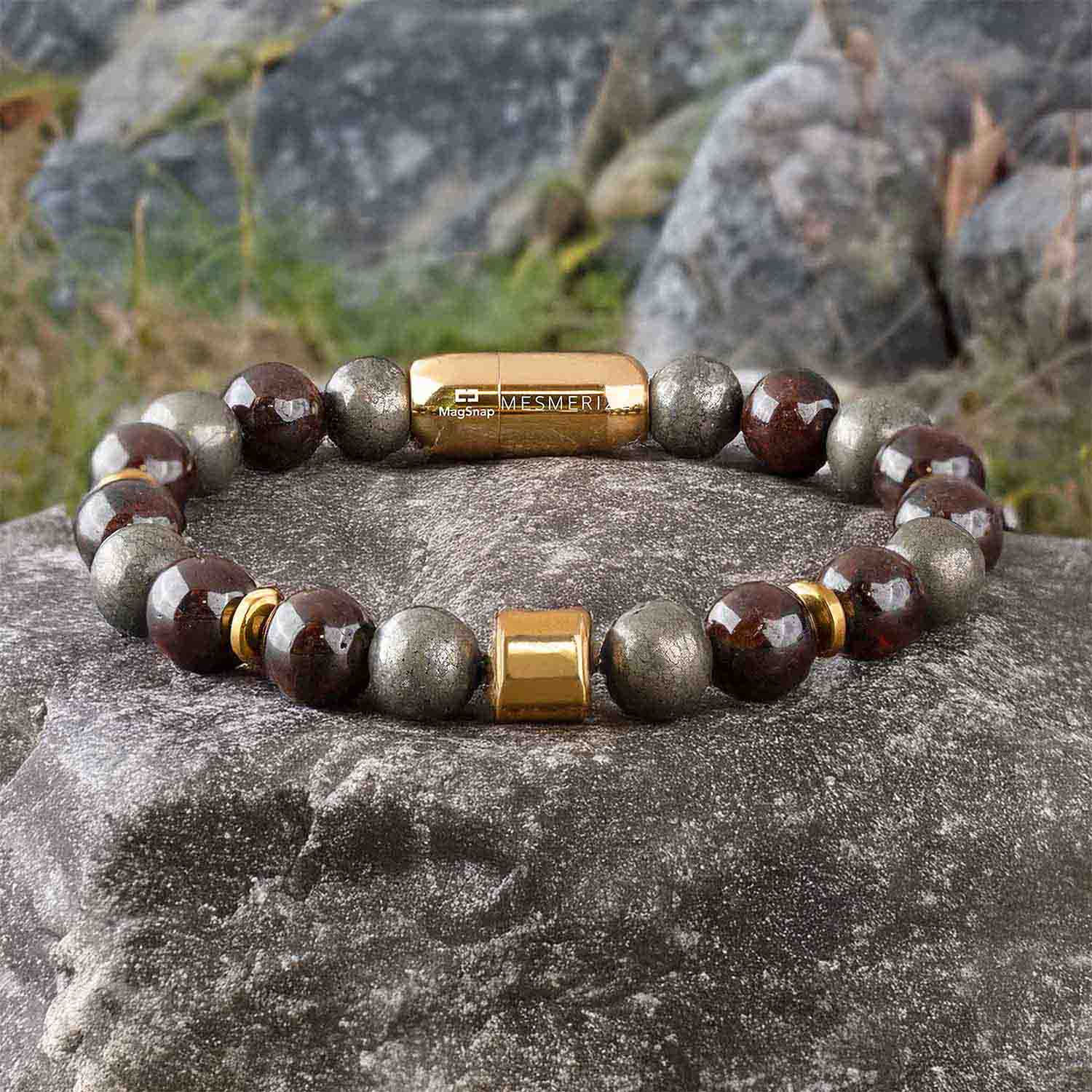 Personalised Abundance Magnet Garnet & Pyrite Natural Stone Bracelet - Image 10