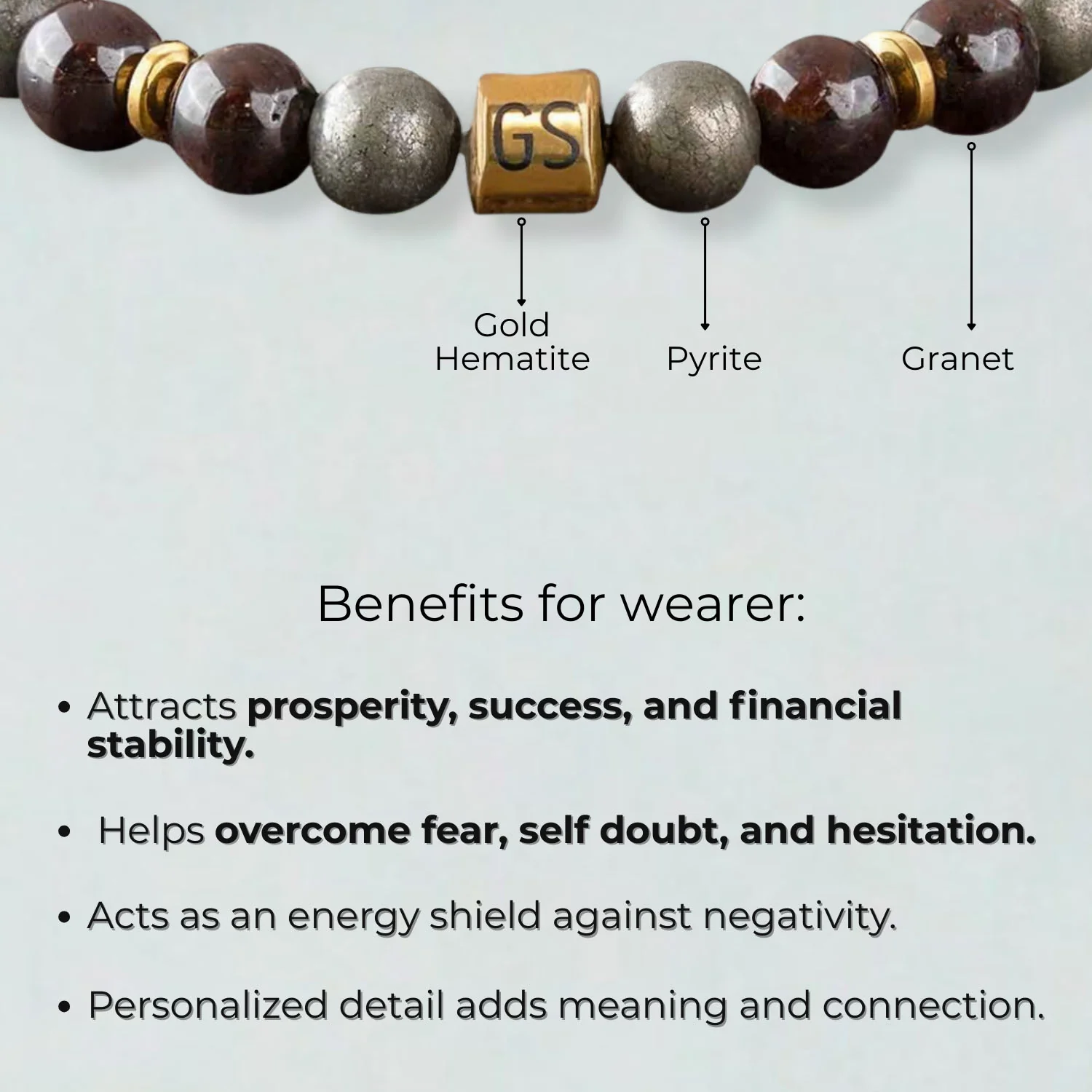 Personalised Abundance Magnet Garnet & Pyrite Natural Stone Bracelet - Image 11