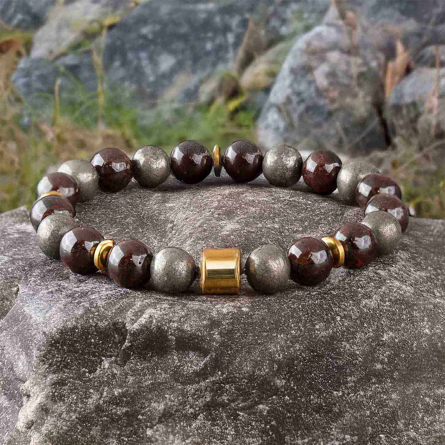Personalised Abundance Magnet Garnet & Pyrite Natural Stone Bracelet - Image 27