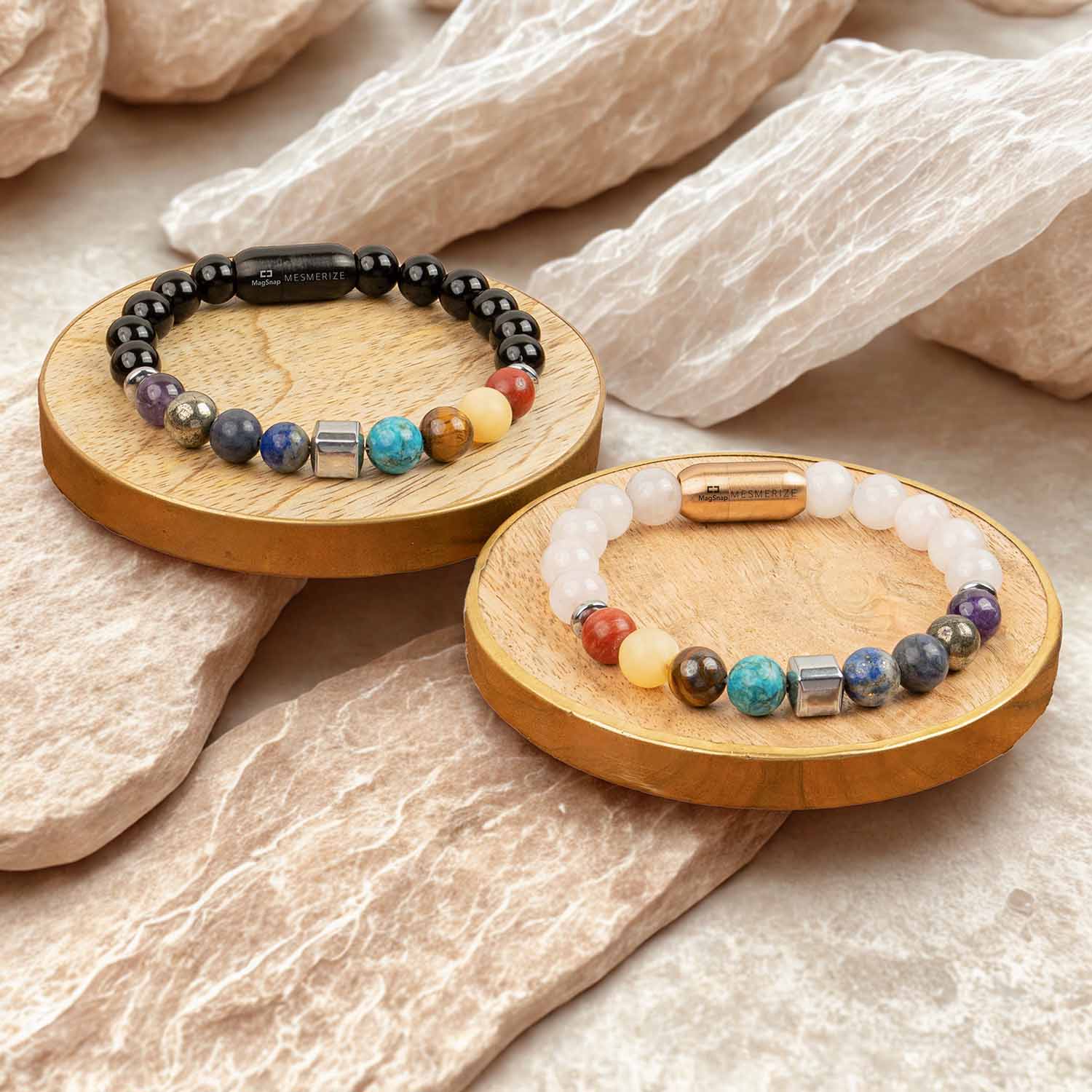 Personalised Chakras Natural Stone Couple Bracelets with Magsnap 2 - Image 11