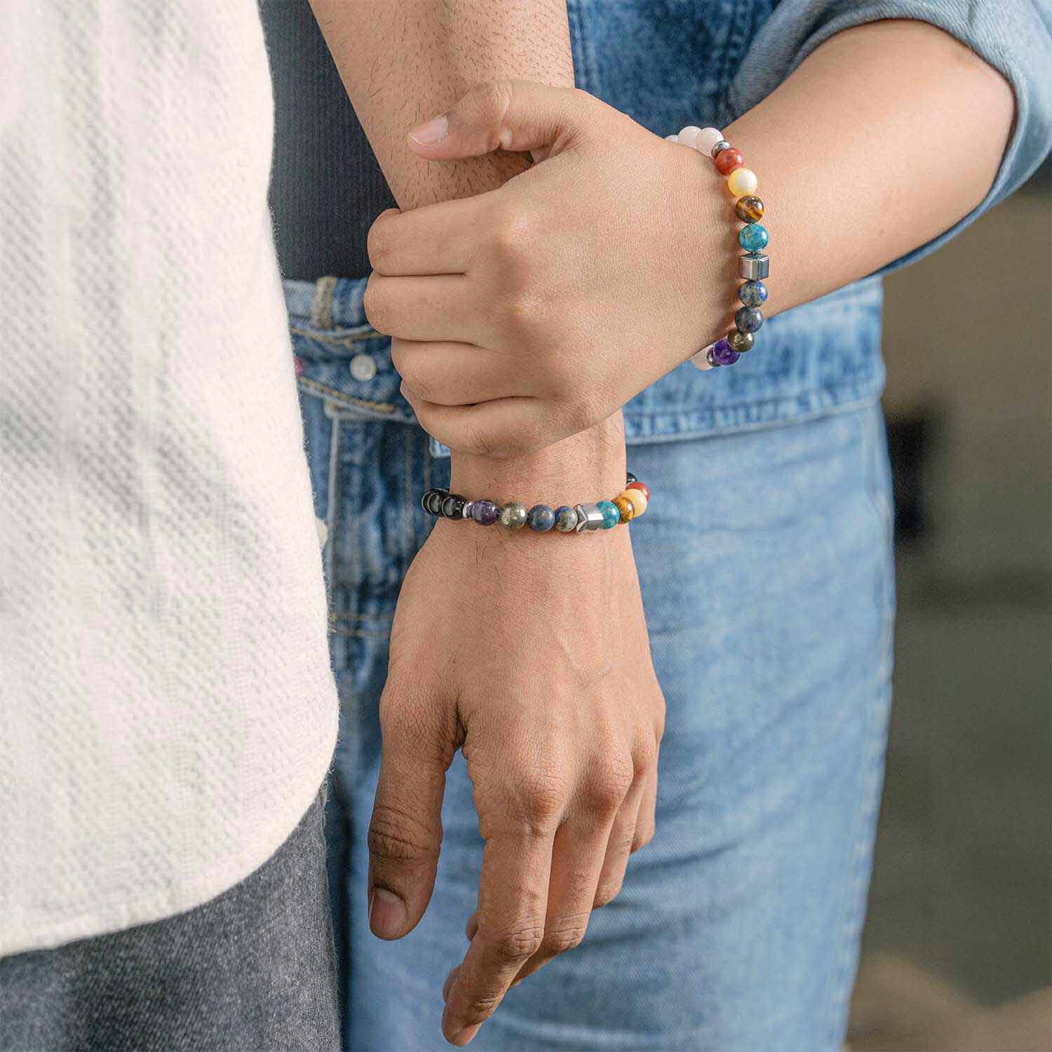 Personalised Chakras Natural Stone Couple Bracelets with Magsnap 2 - Image 12