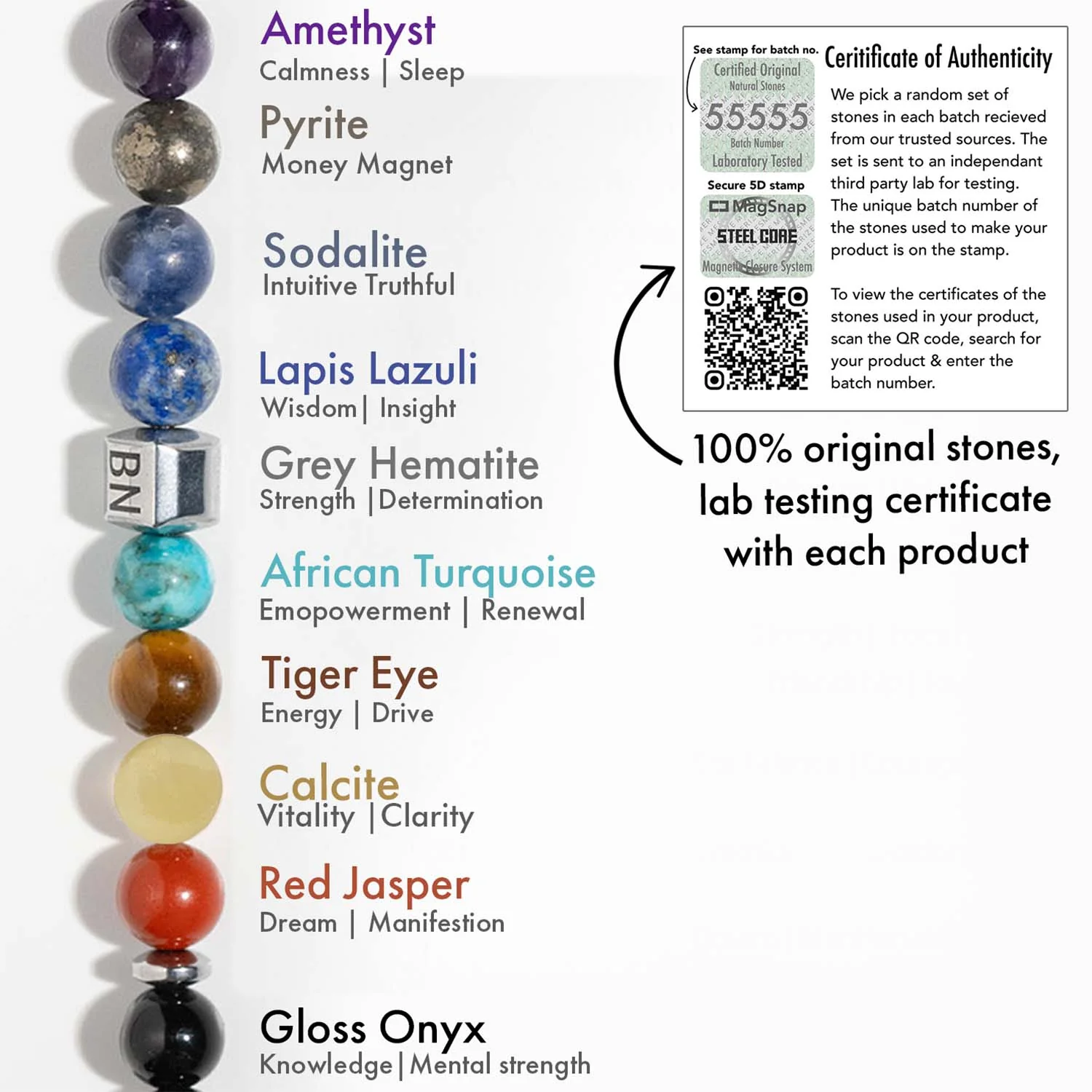 Personalised Chakras Natural Stone Couple Bracelets with Magsnap 2 - Image 13