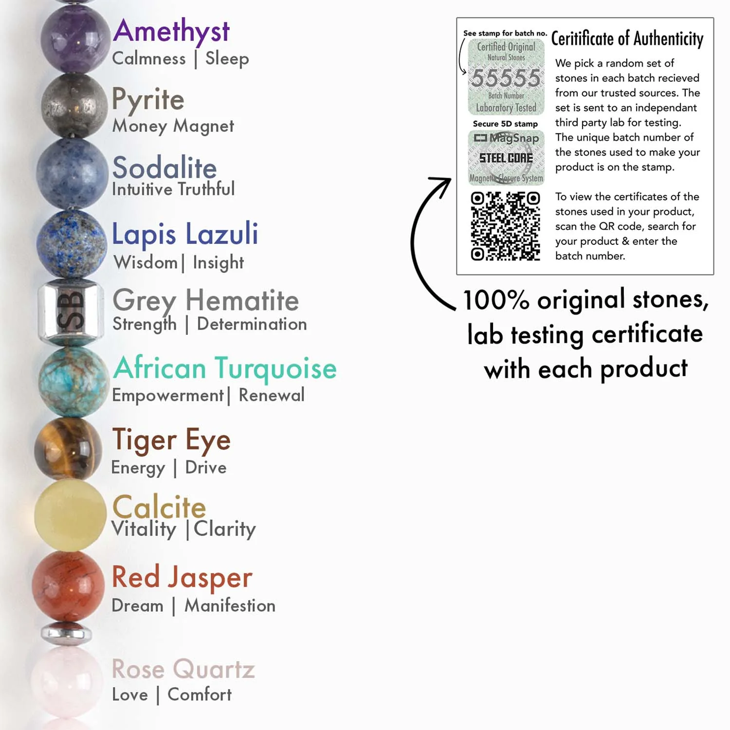 Personalised Chakras Natural Stone Couple Bracelets with Magsnap 2 - Image 4