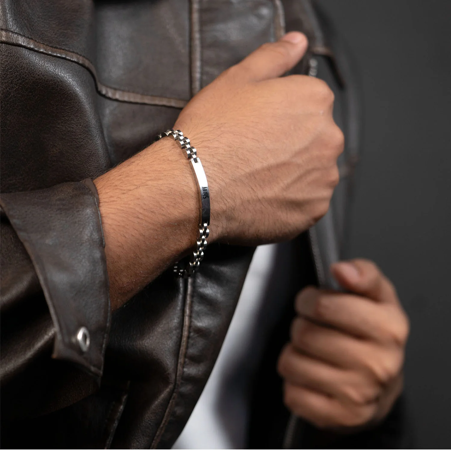 Personalised Classic Adjustable Link Silver Bracelet - Image 2