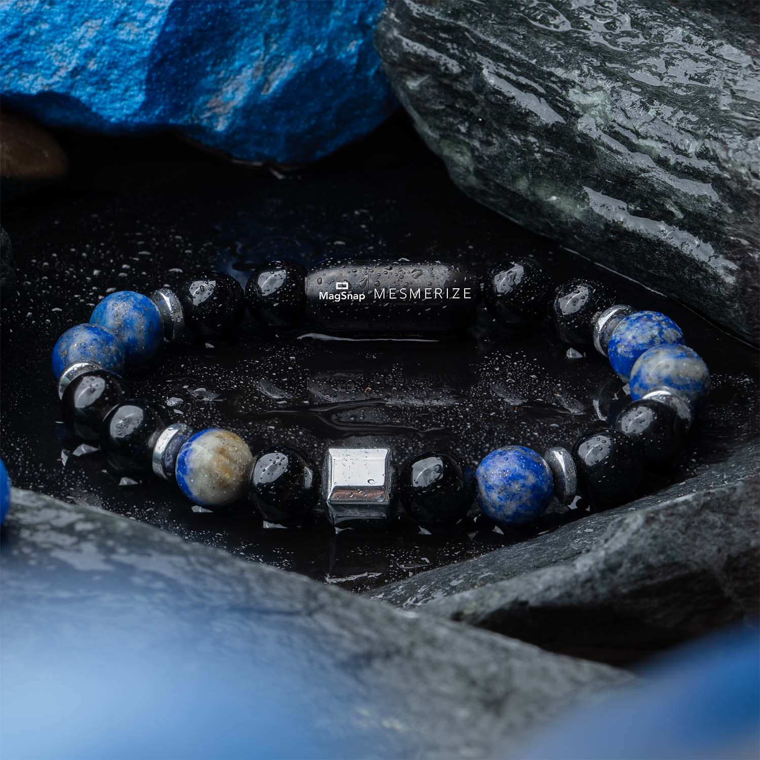Personalised Knowledge Gloss Onyx And Lapis Lazuli Natural Stone Bracelet With Magsnap 2 - Image 10