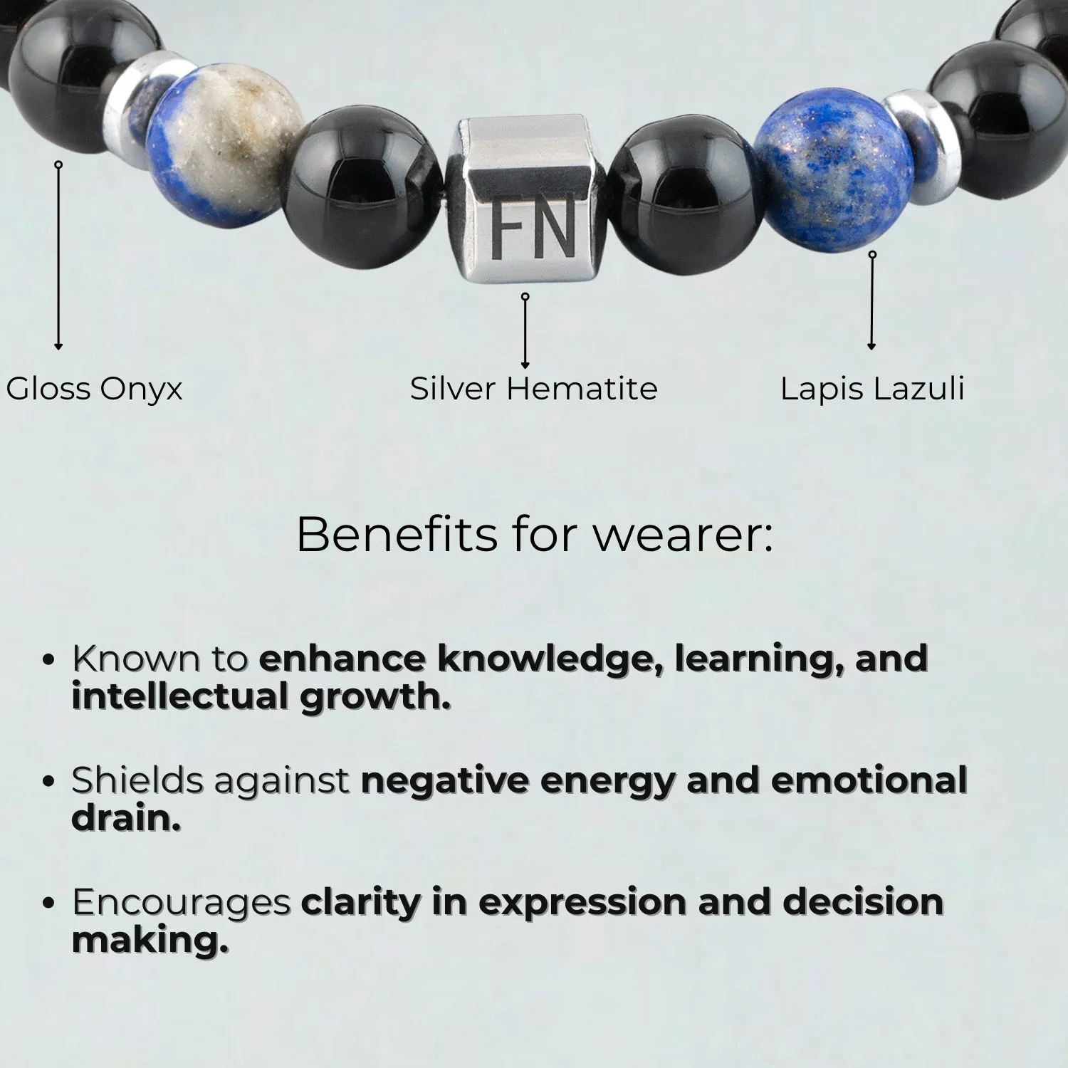 Personalised Knowledge Gloss Onyx And Lapis Lazuli Natural Stone Bracelet With Magsnap 2 - Image 2