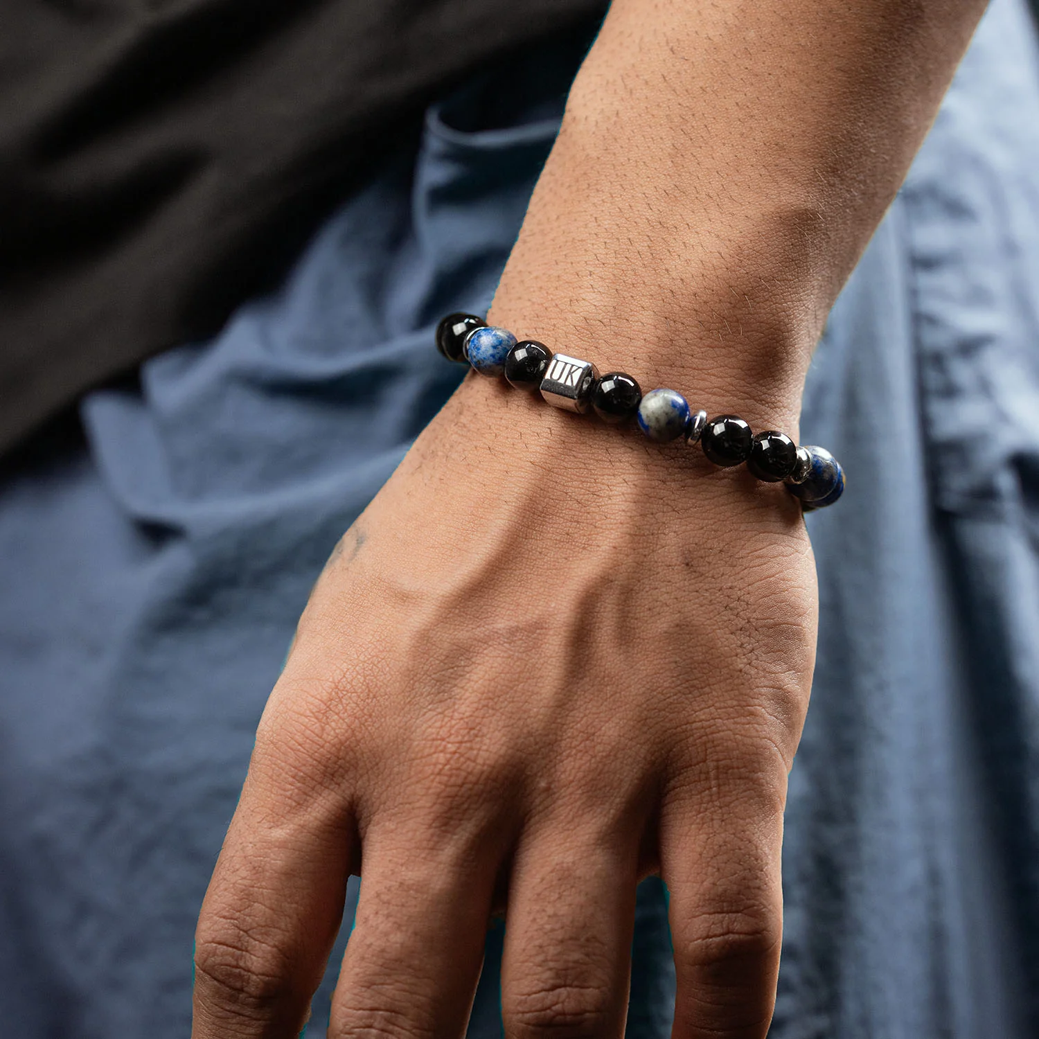 Personalised Knowledge Gloss Onyx And Lapis Lazuli Natural Stone Bracelet With Magsnap 2 - Image 3
