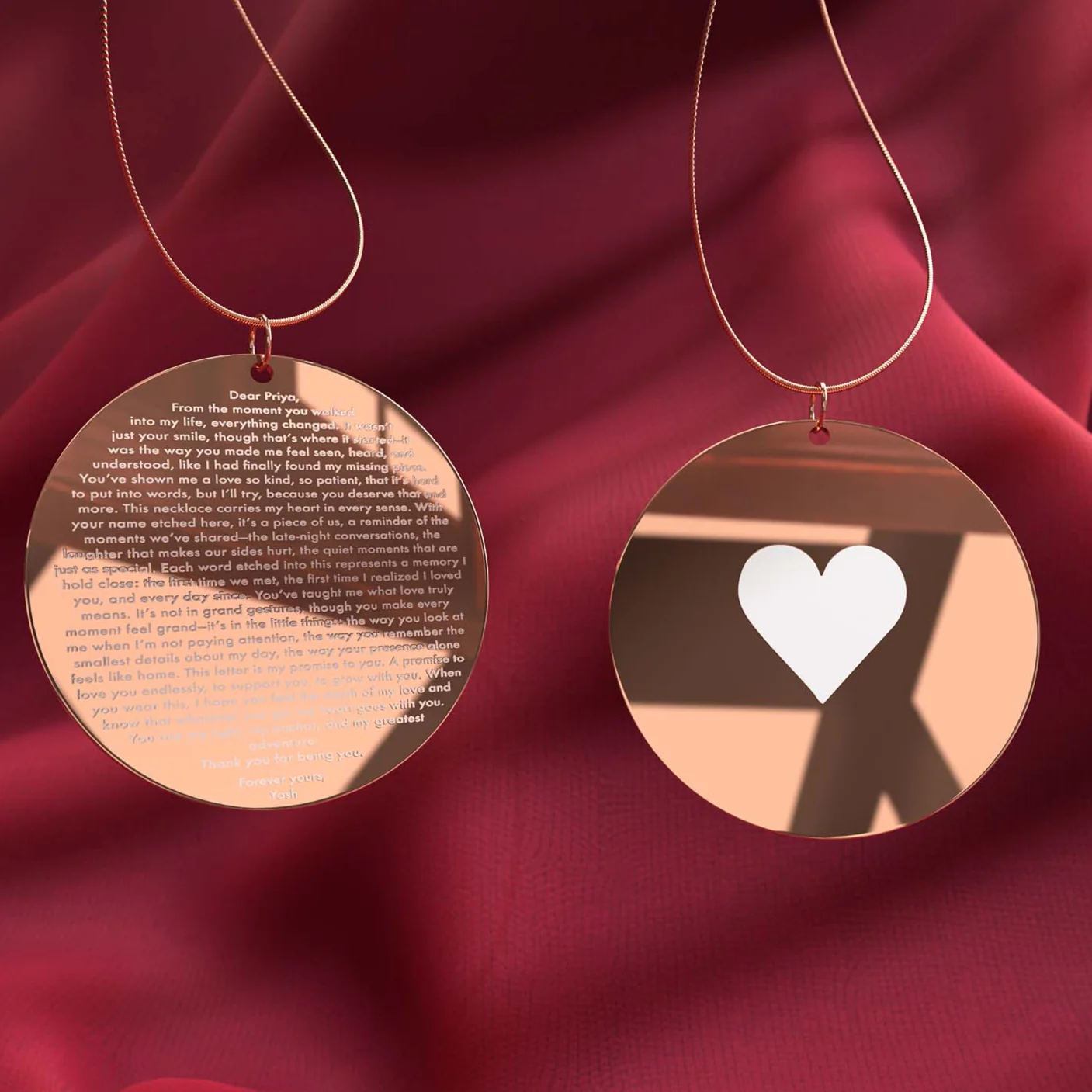 Personalised Love Letter MicroCarved Circle Necklace - Image 7