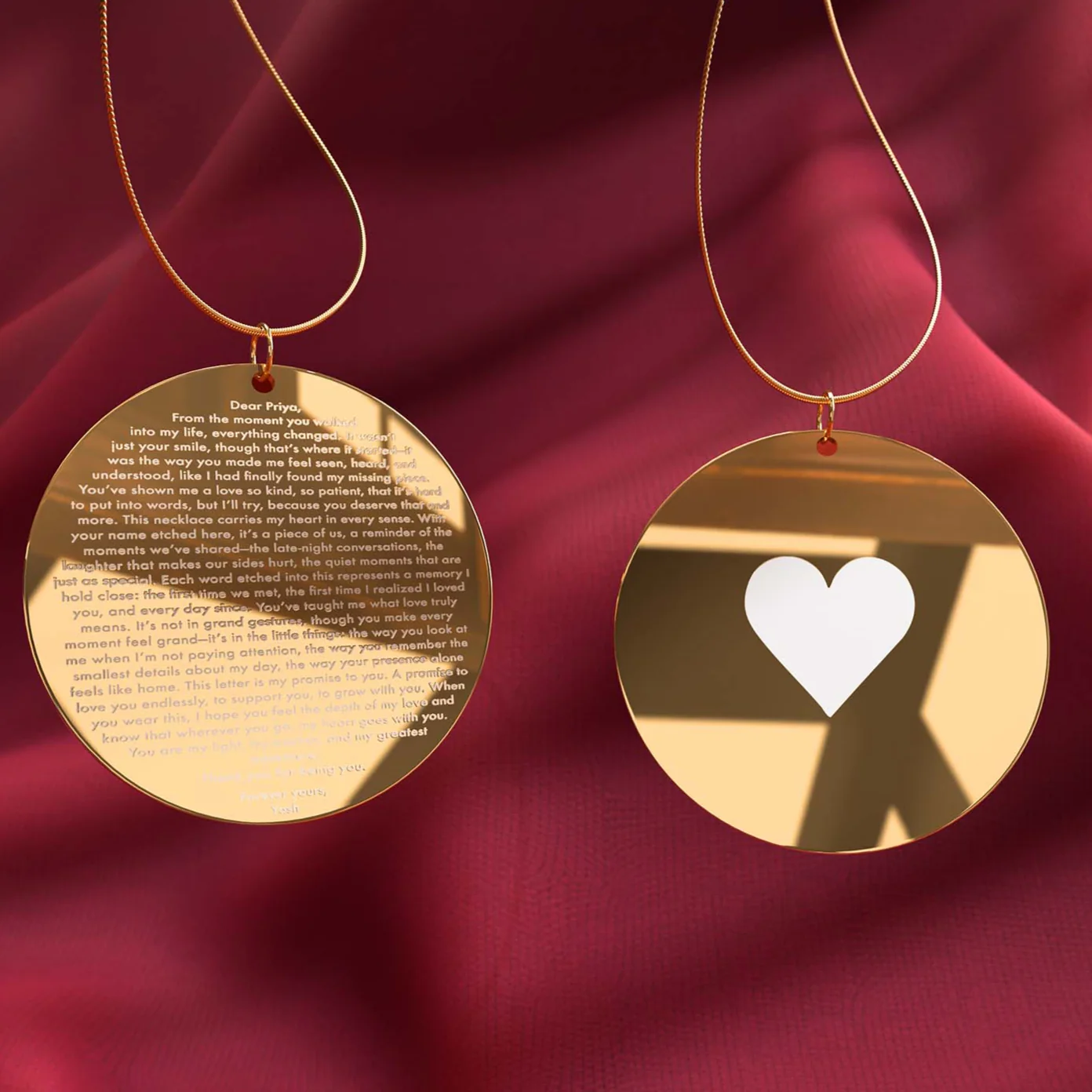 Personalised Love Letter MicroCarved Circle Necklace - Image 9