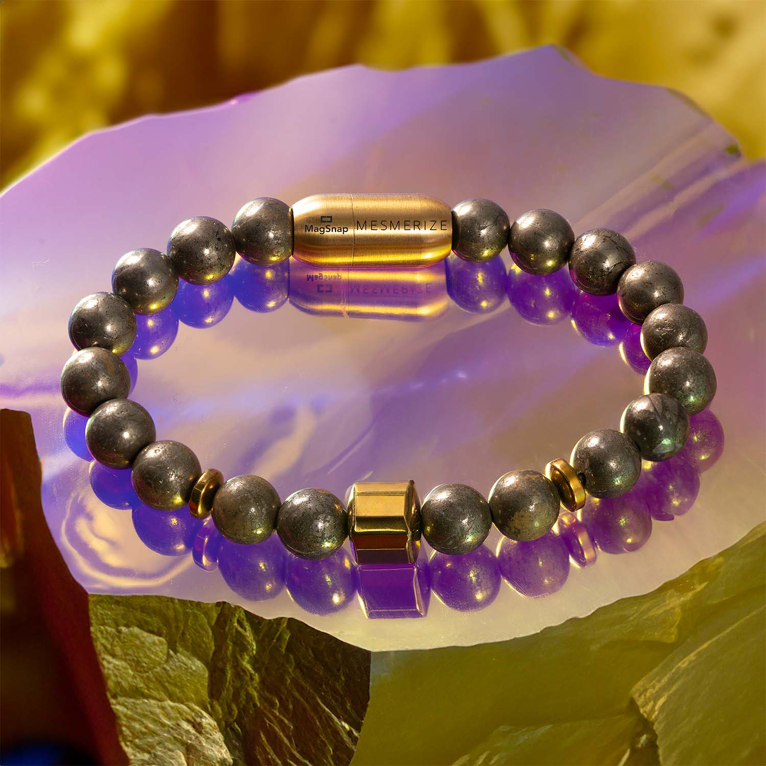 Personalised Money Magnet Pyrite Natural Stone Bracelet With Magsnap2 - Image 9