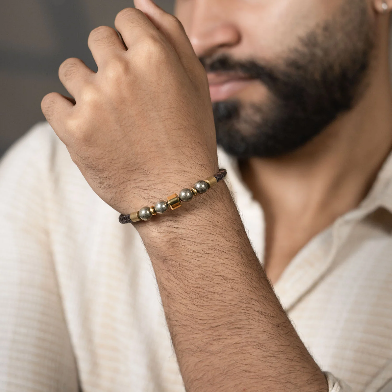 Personalised Pyrite Natural Stone NeoLeather Bracelet With MagSnap2 - Image 10