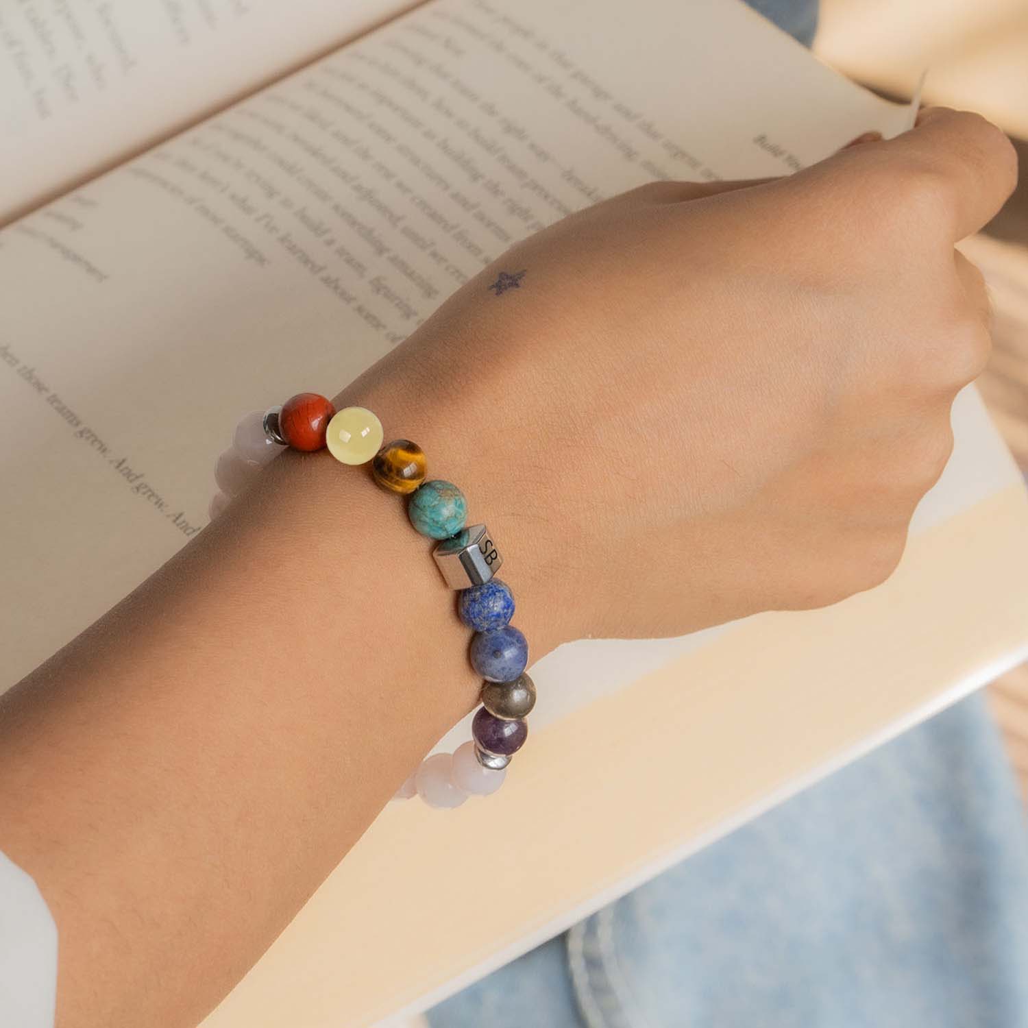 Personalised Solace Rose Quartz 9 Chakra Natural Stone Bracelet - Image 29