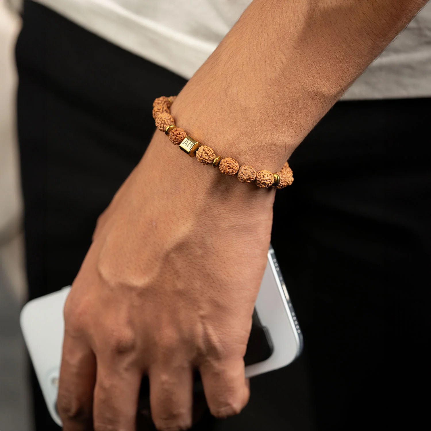 Personalised Spiritual Rudraksh Natural Stone Bracelet with Magsnap 2 - Image 3