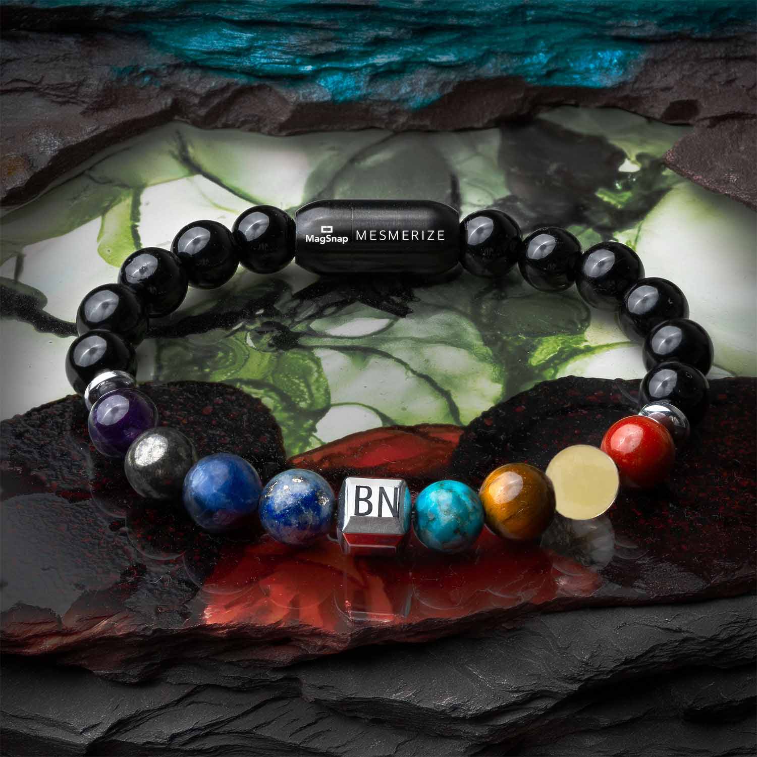 Personalised Super 9 Chakra Natural Stone Bracelet With Magsnap2 - Image 3