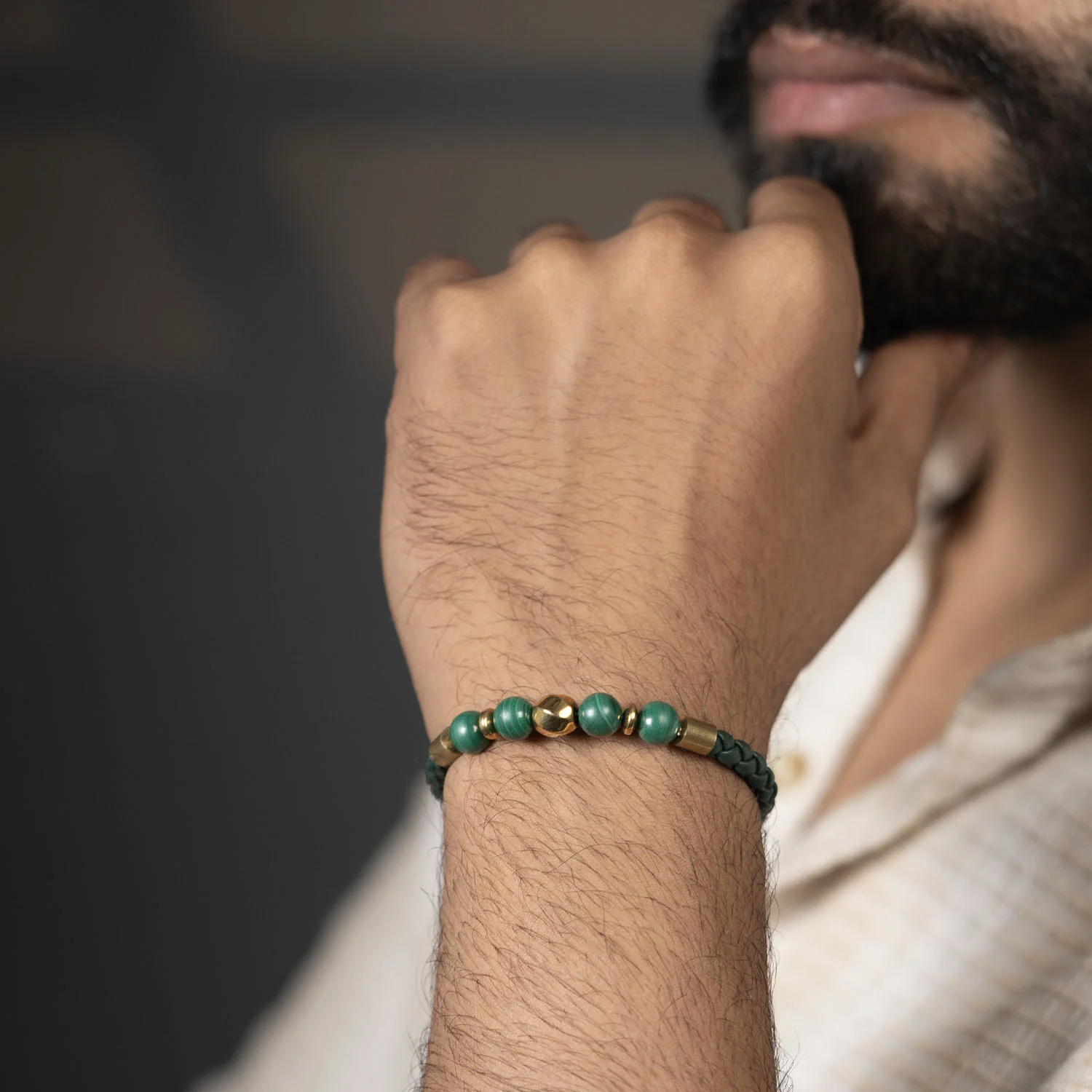 Prosperity Malachite Natural Stone NeoLeather Bracelet With MagSnap2 - Image 3