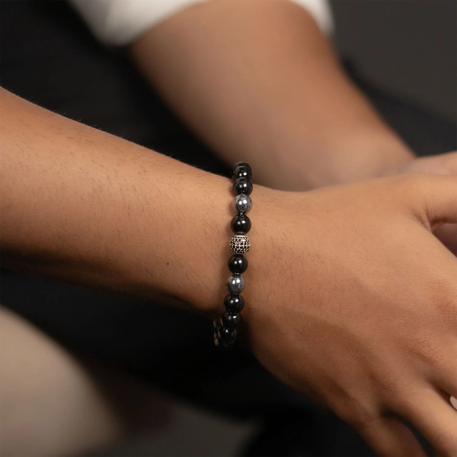Pure 925 Silver Black Spinel Natural Stone Bracelet With MagSnap 3 - Image 3