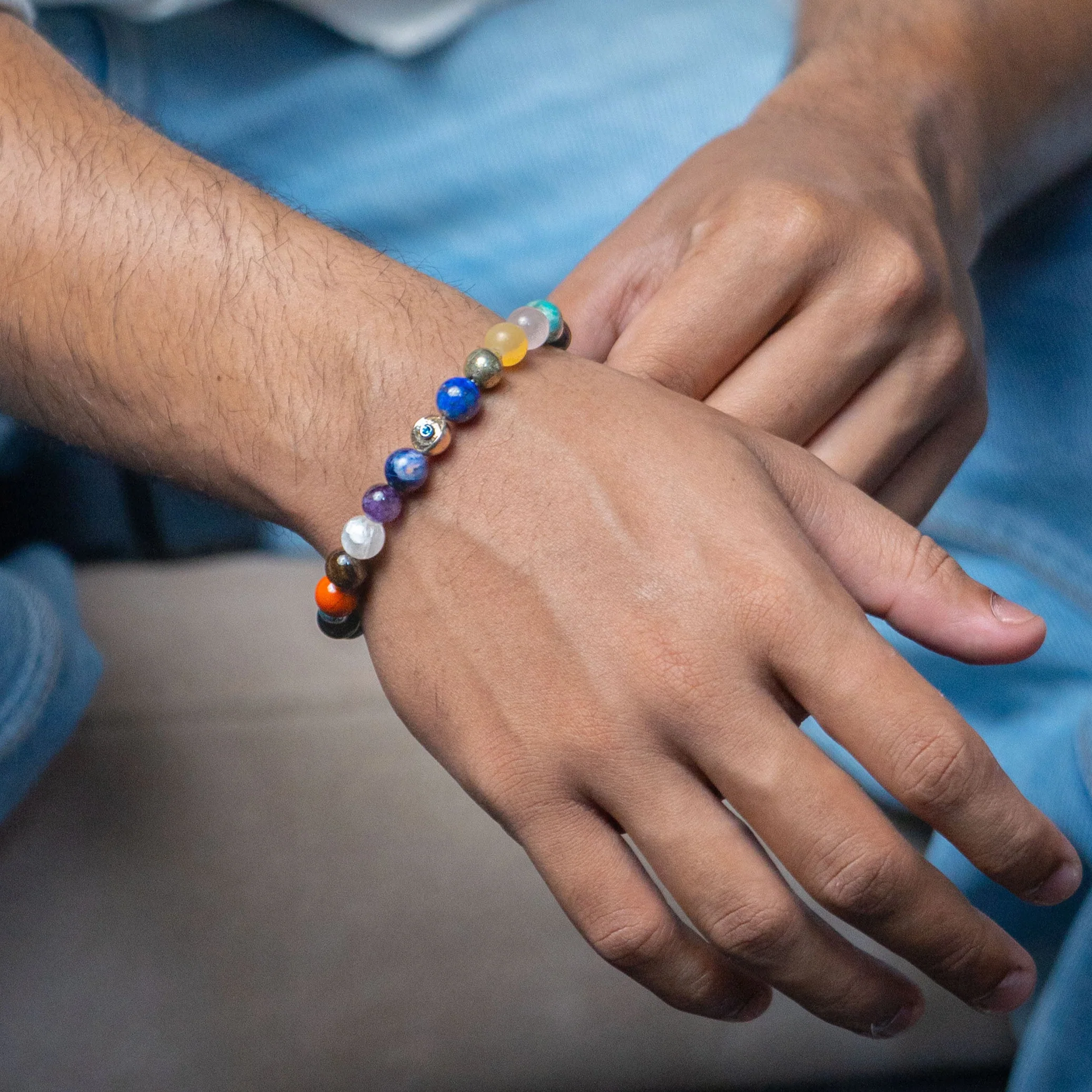 Pure 925 Silver Super 11 Chakra Natural Stone Bracelet With MagSnap 3 - Image 3