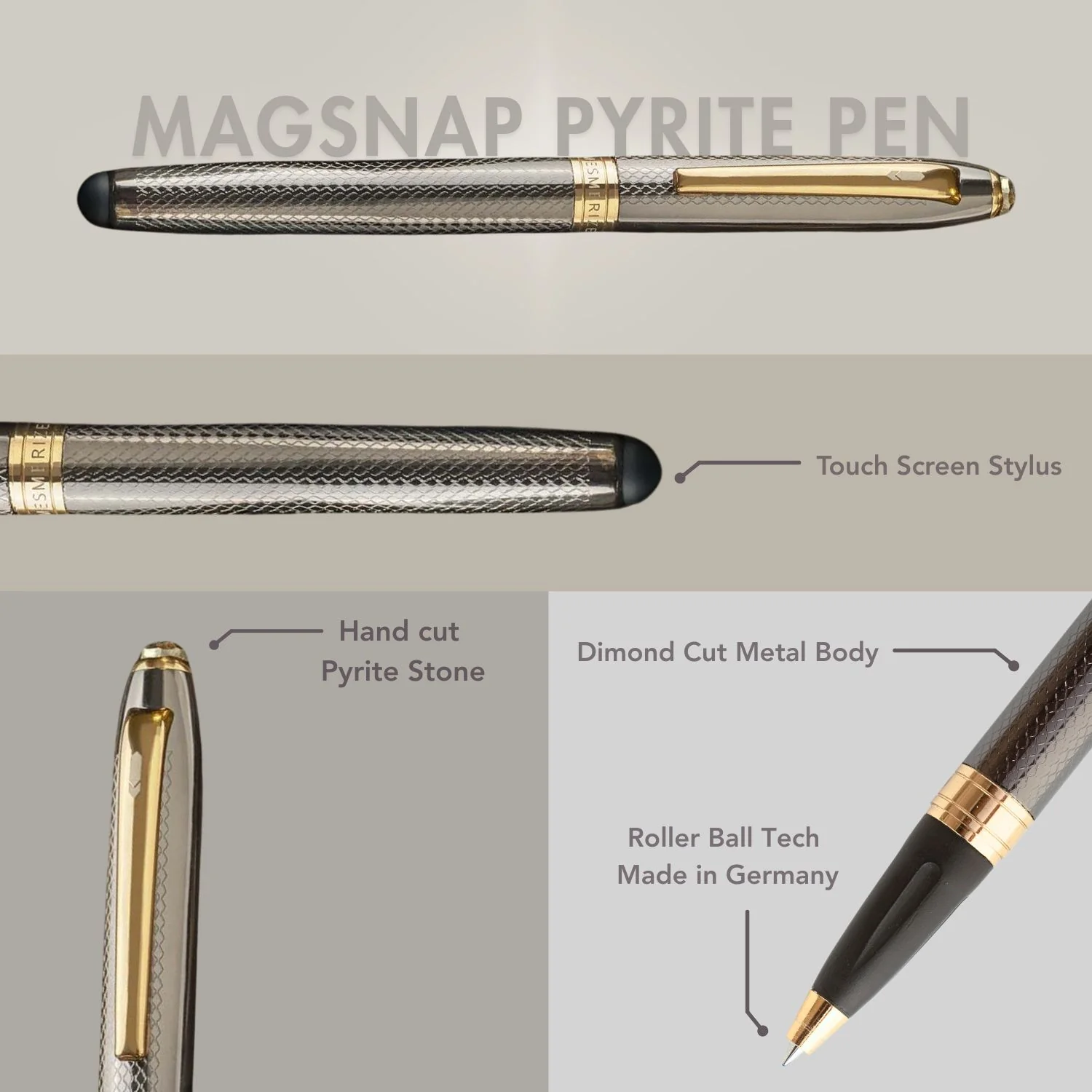 Pyrite 2 in 1 MagSnap Roller Ball Pen with Stylus - Image 9