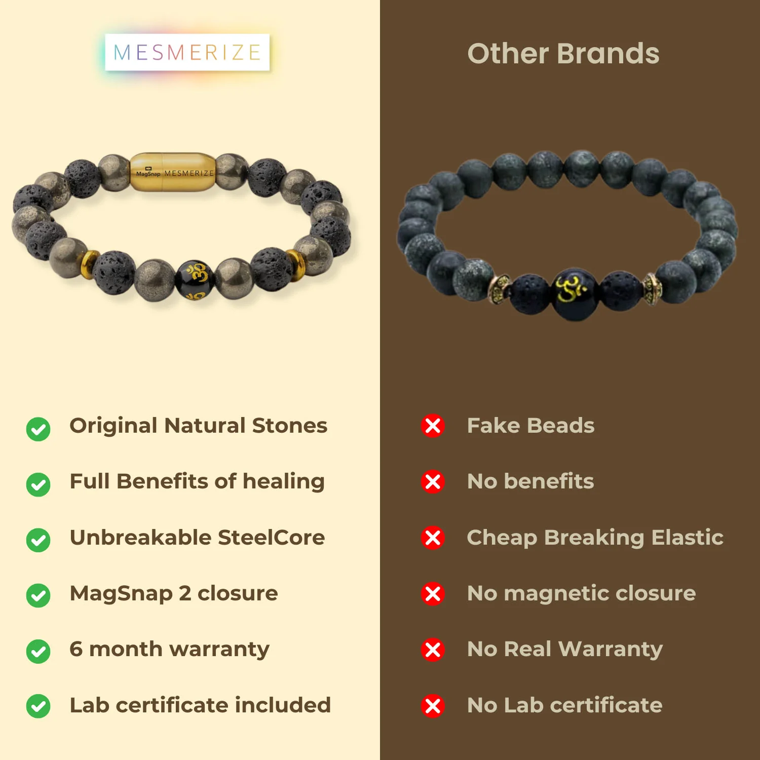 Spiritual Pyrite Natural Stone OM Bracelet - Image 6