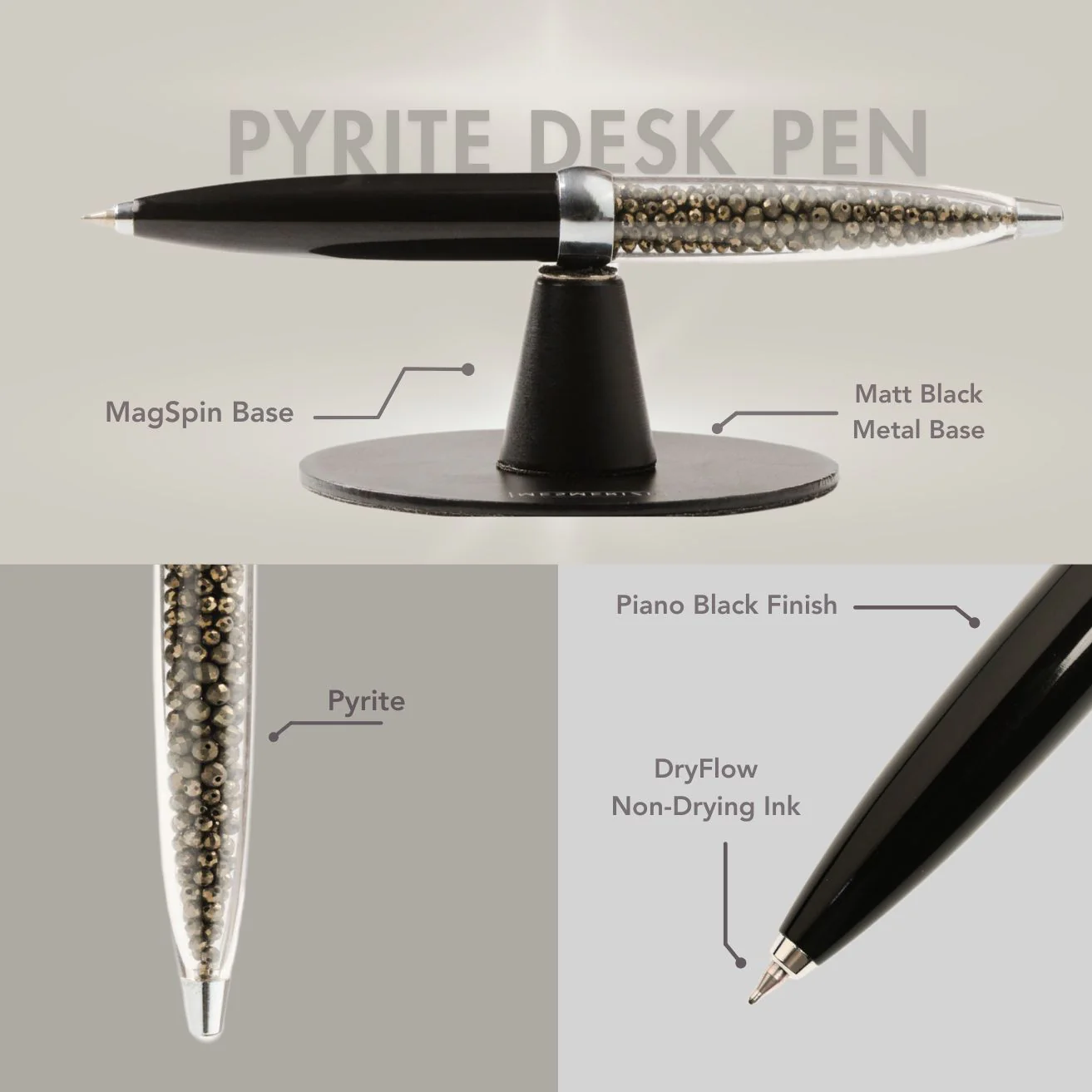 Pyrite MagSpin Rotating Desk Pen with DryFlow Ink - Image 2