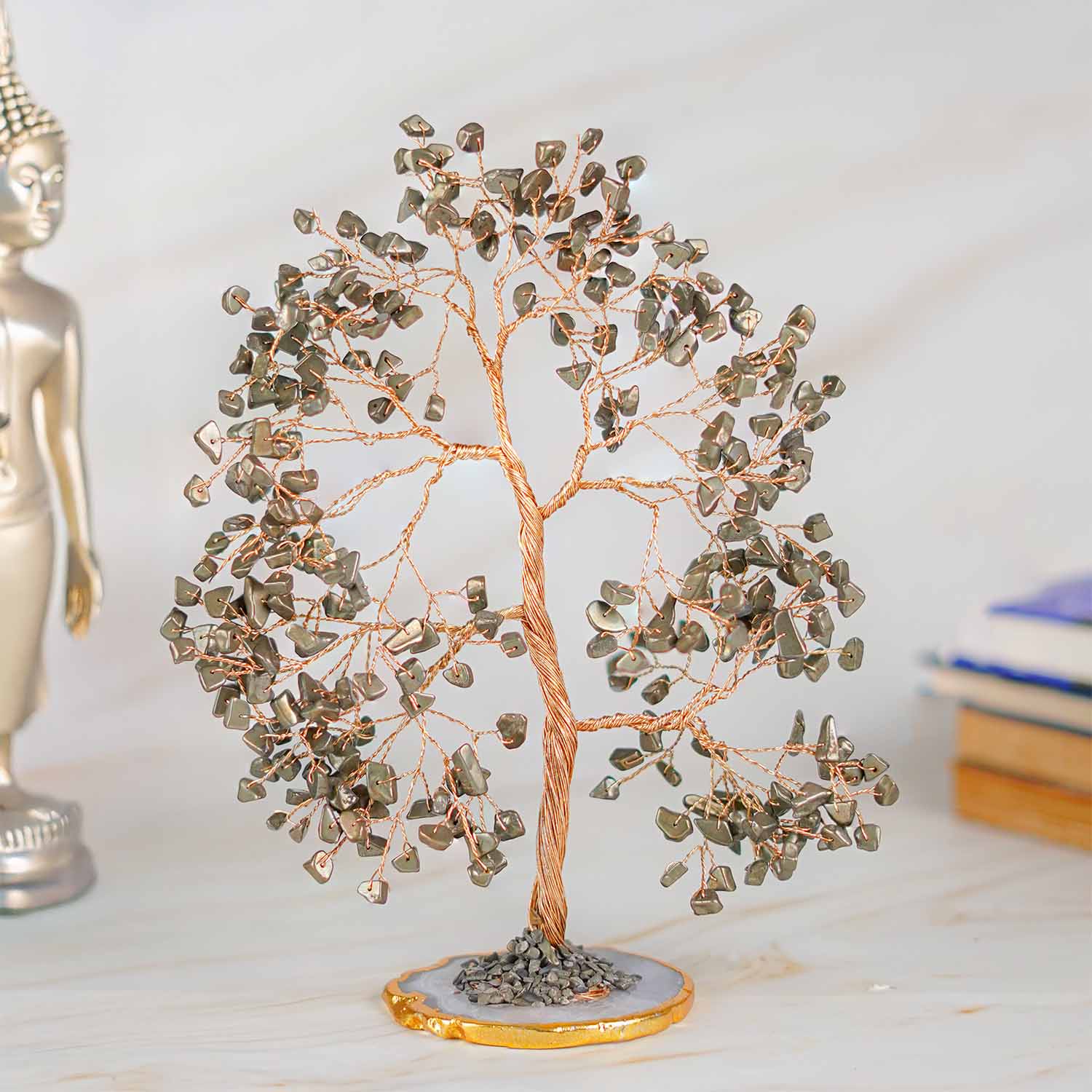 Pyrite Natural Stone Tree With Natural Agate Base