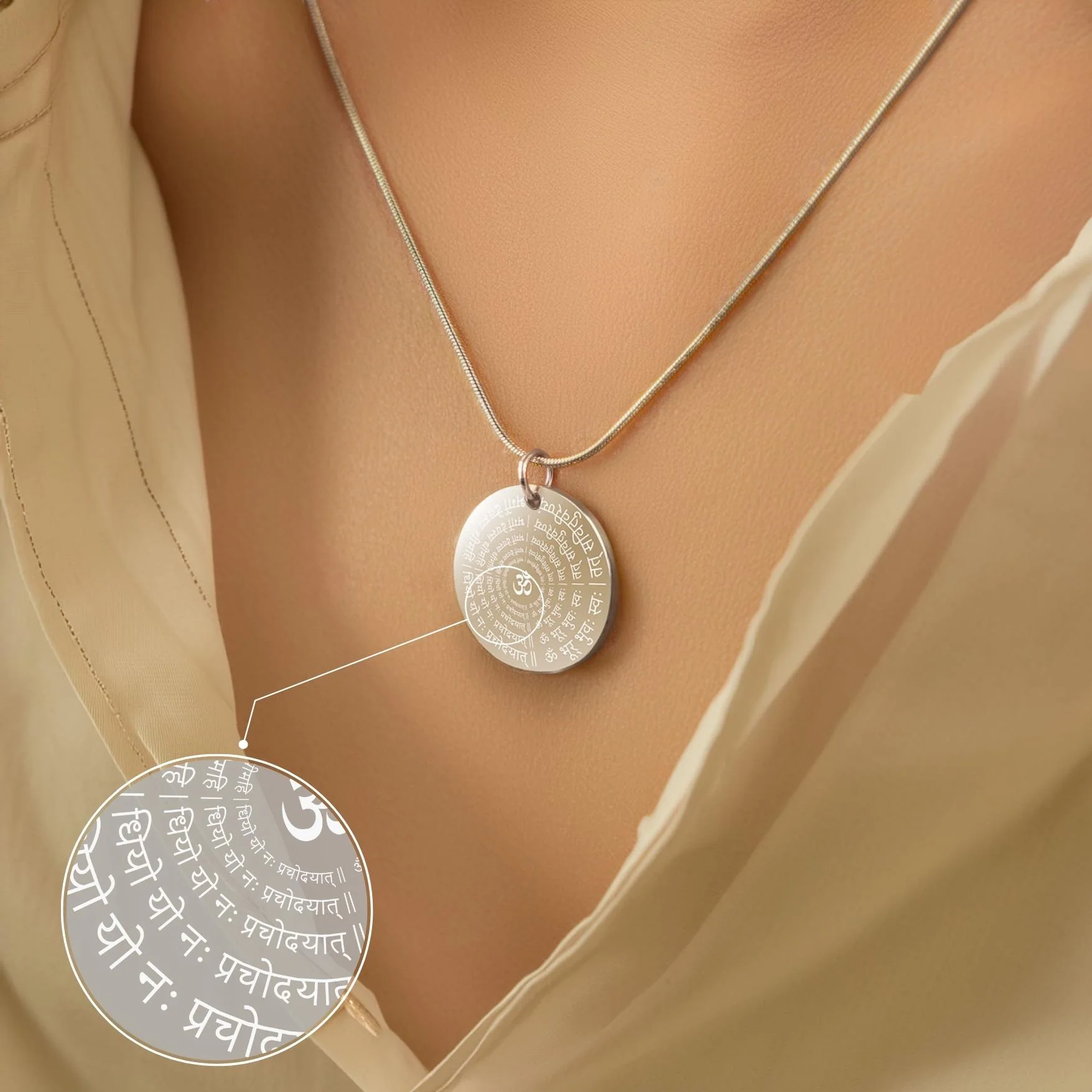 Radiant Gayatri Mantra Circle Necklace - Image 8