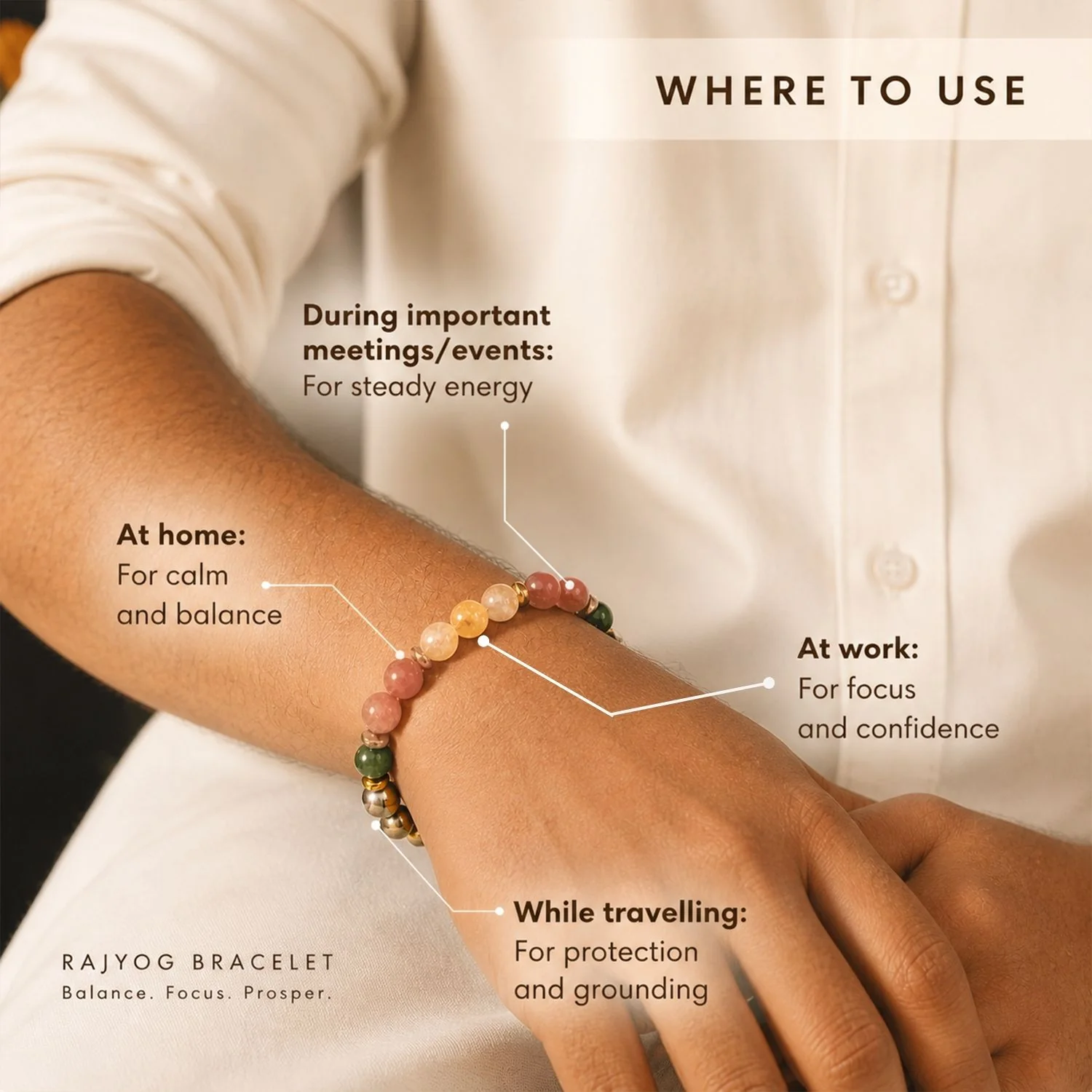 Rajyog Wealth & Power Natural Stone Bracelet - Image 3