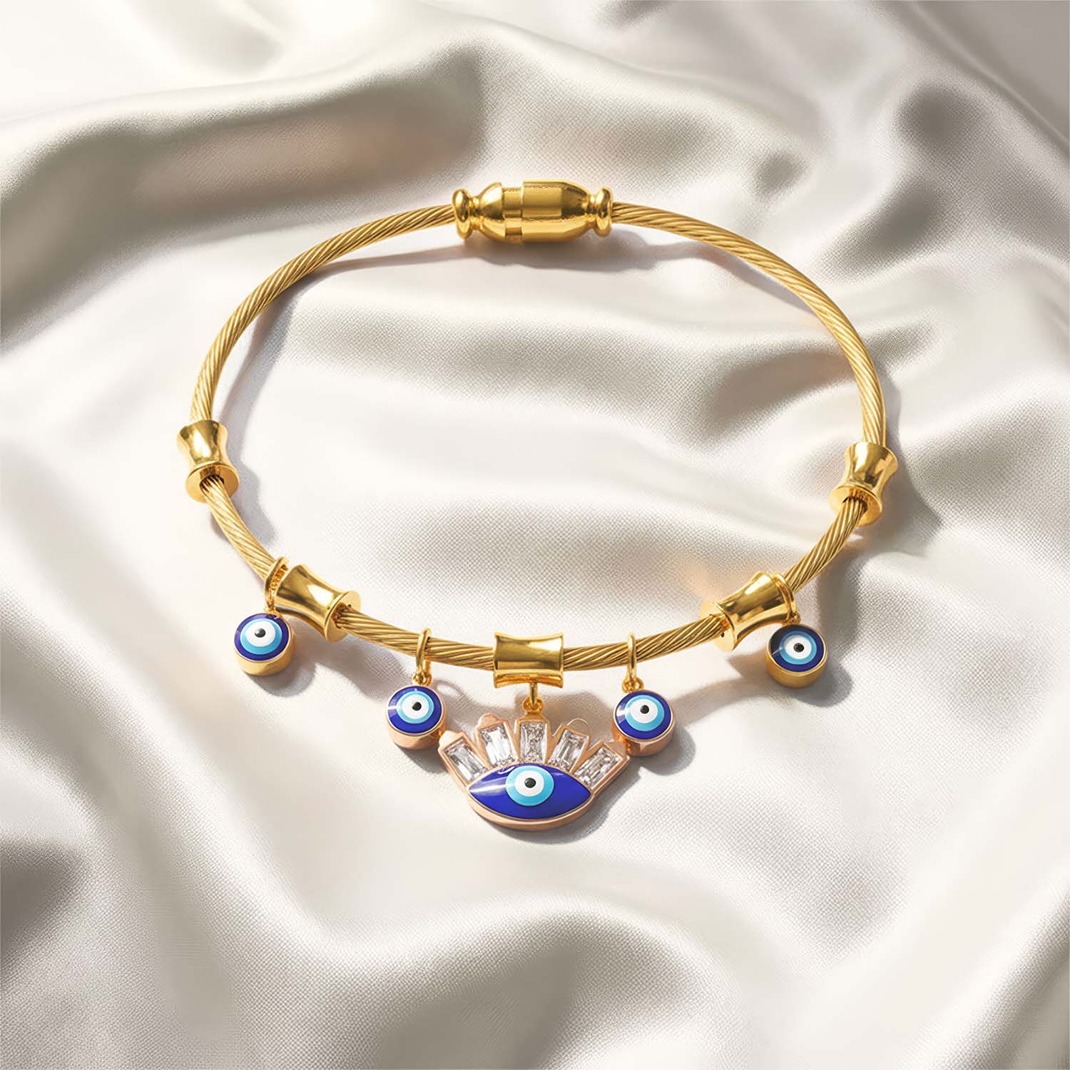 Rose Gold Evil Eye Magnetic Charms Bracelet - Image 5