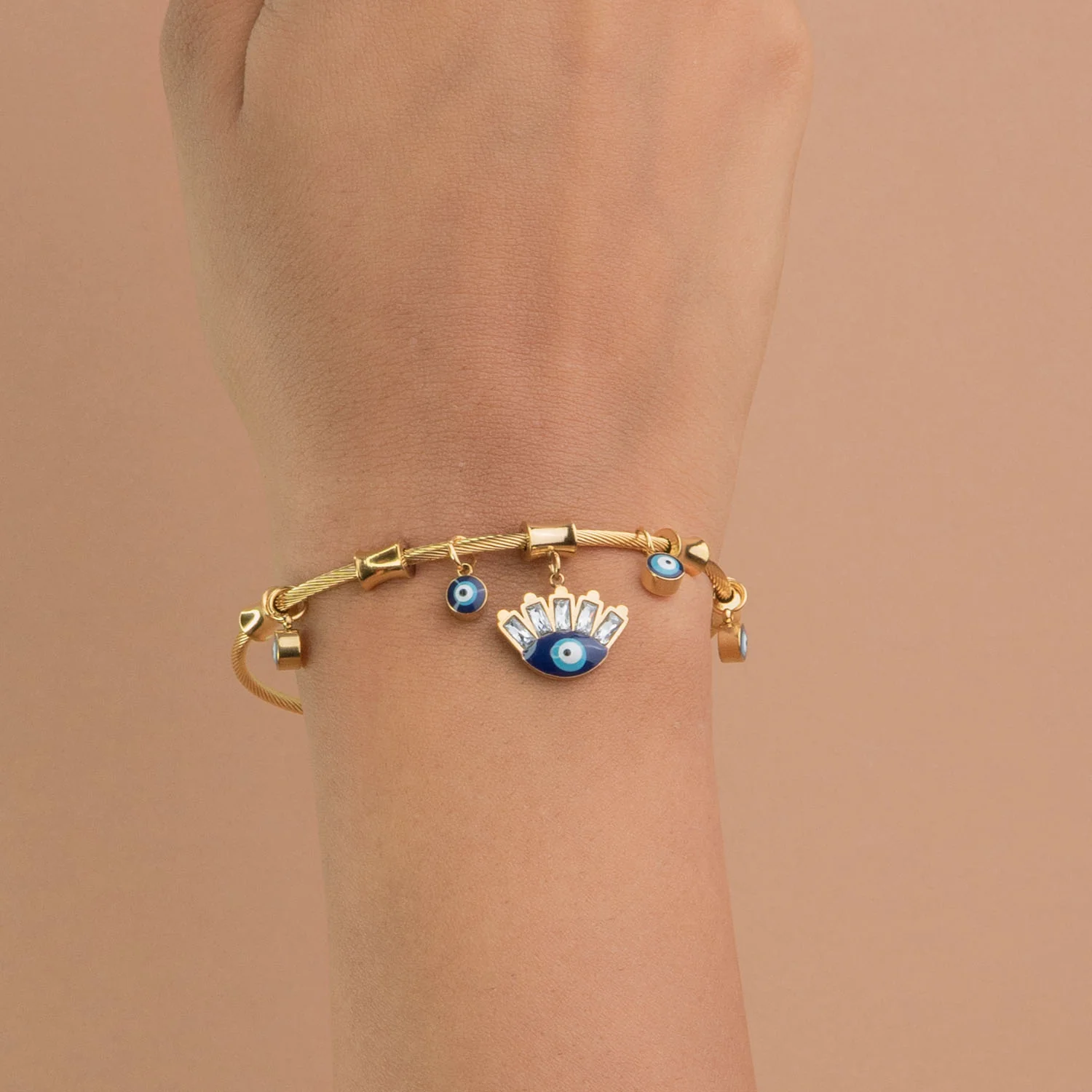 Rose Gold Evil Eye Magnetic Charms Bracelet - Image 6