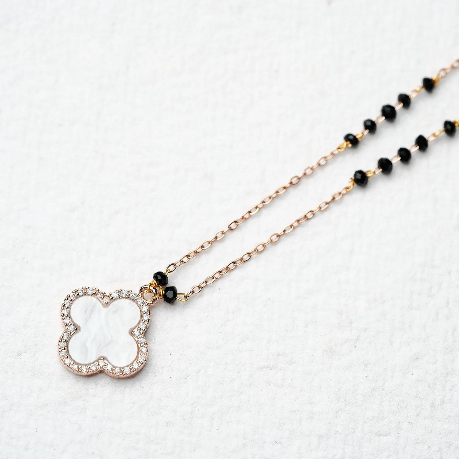 Rose Gold Mother of Pearl Clover Mangalsutra - Image 2
