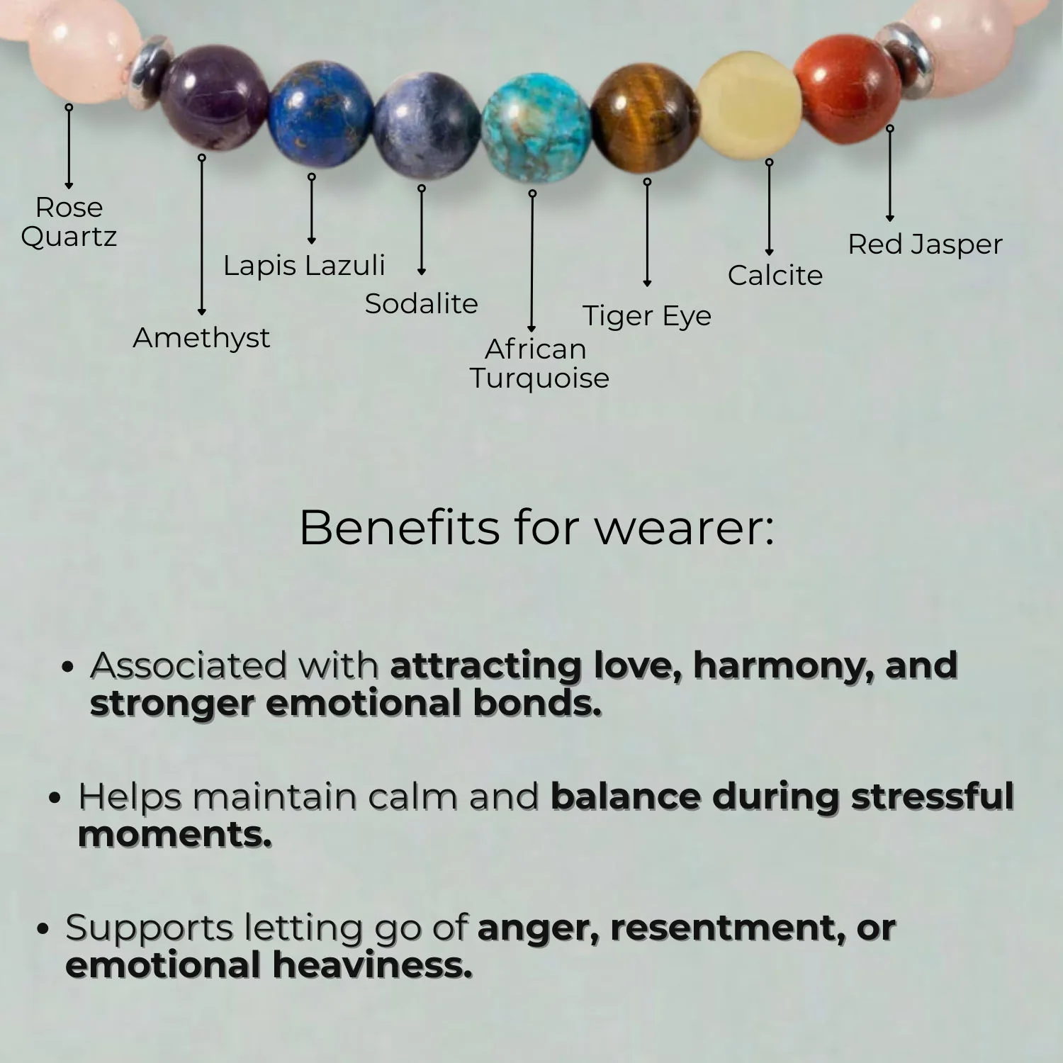 Solace Rose Quartz 7 Chakras Natural Stone Bracelet - Image 11