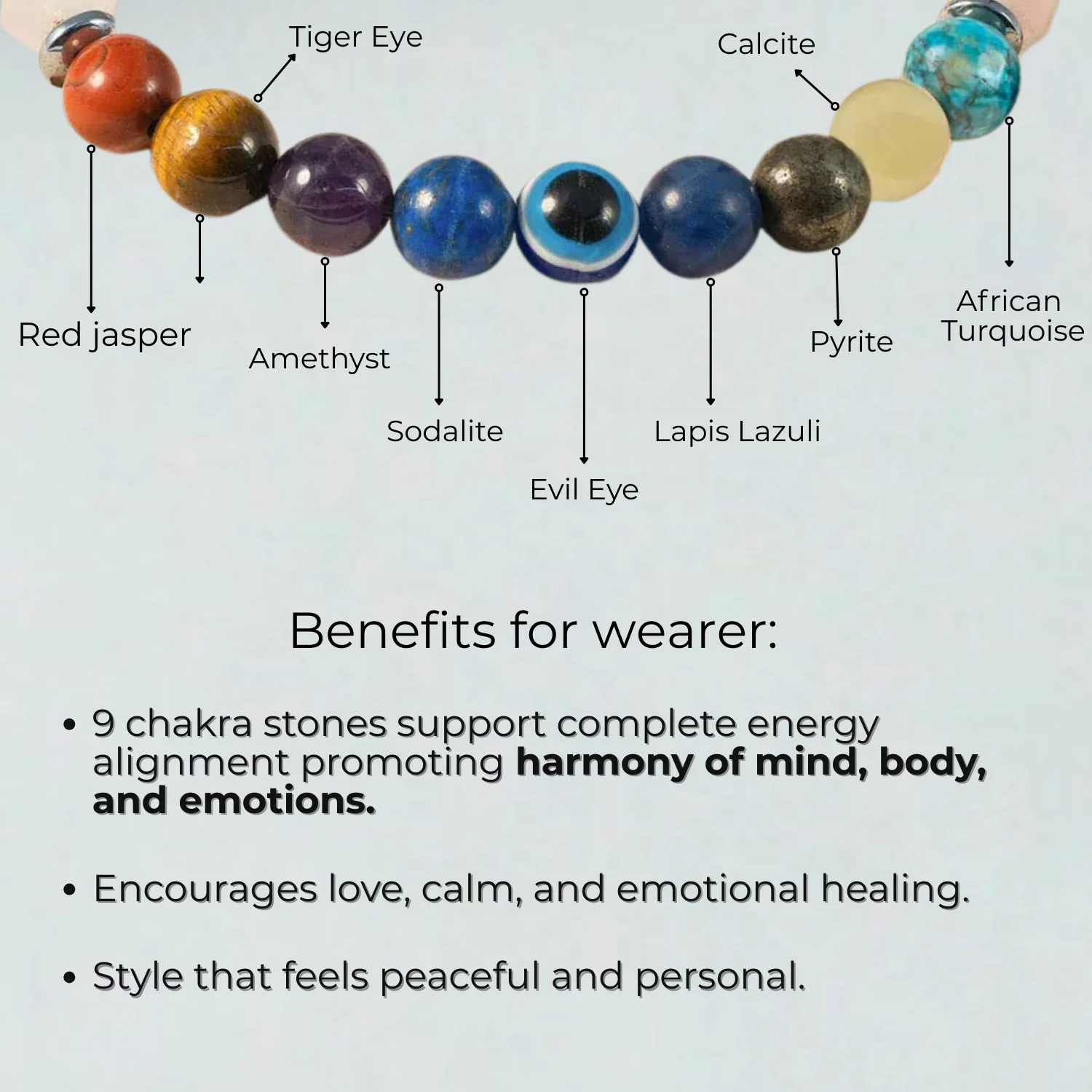 Solace Rose Quartz 9 Chakras Natural Stone Bracelet - Image 11