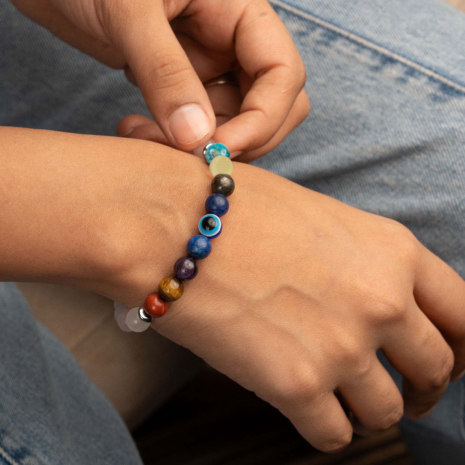 Solace Rose Quartz 9 Chakras Natural Stone Bracelet - Image 12
