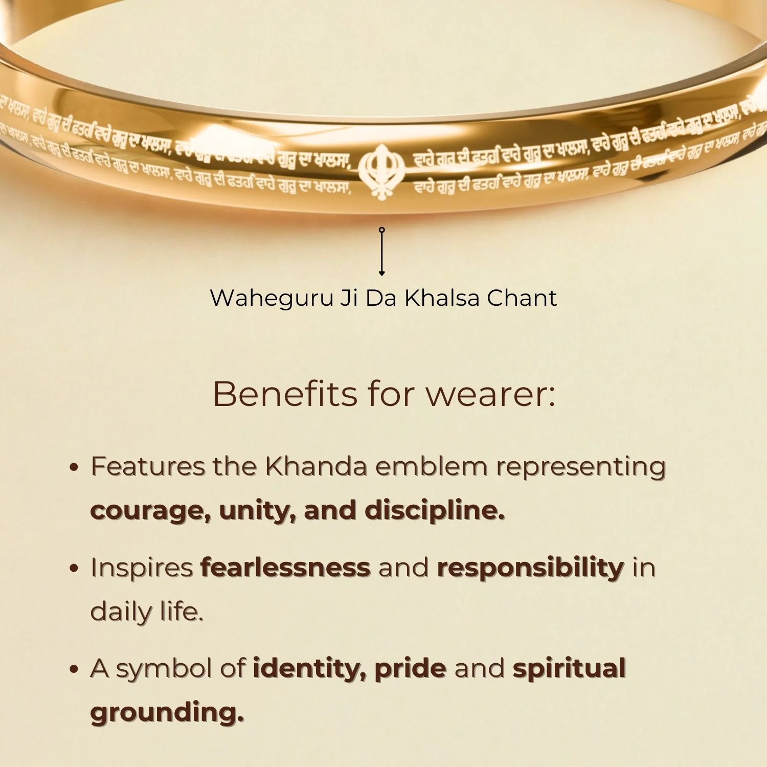Waheguru Ji Da Khalsa MicroCarved Punjabi Curved Kada - Image 10