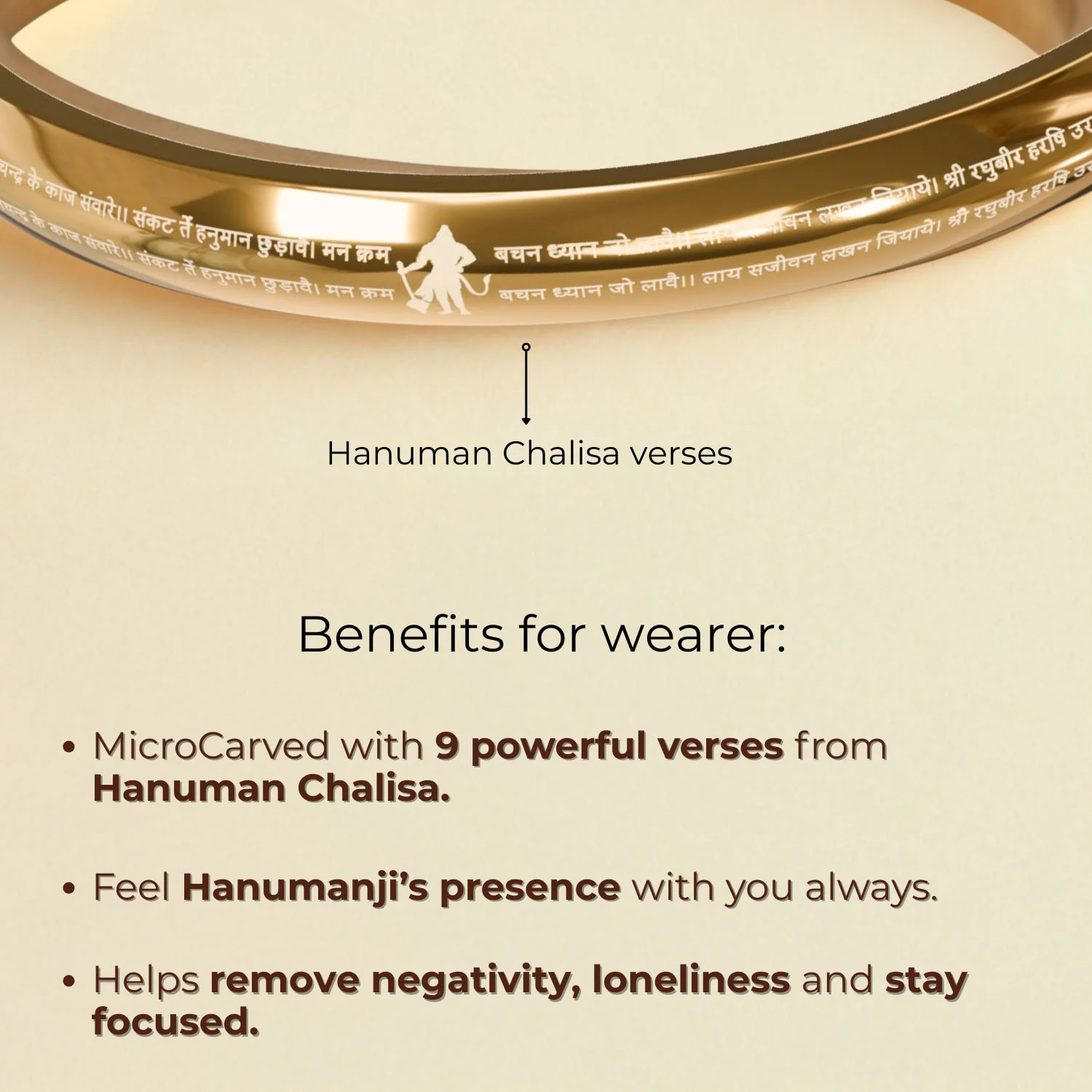 9 Verse of Hanuman Chalisa MicroCarved Round Curved Kada - Image 9