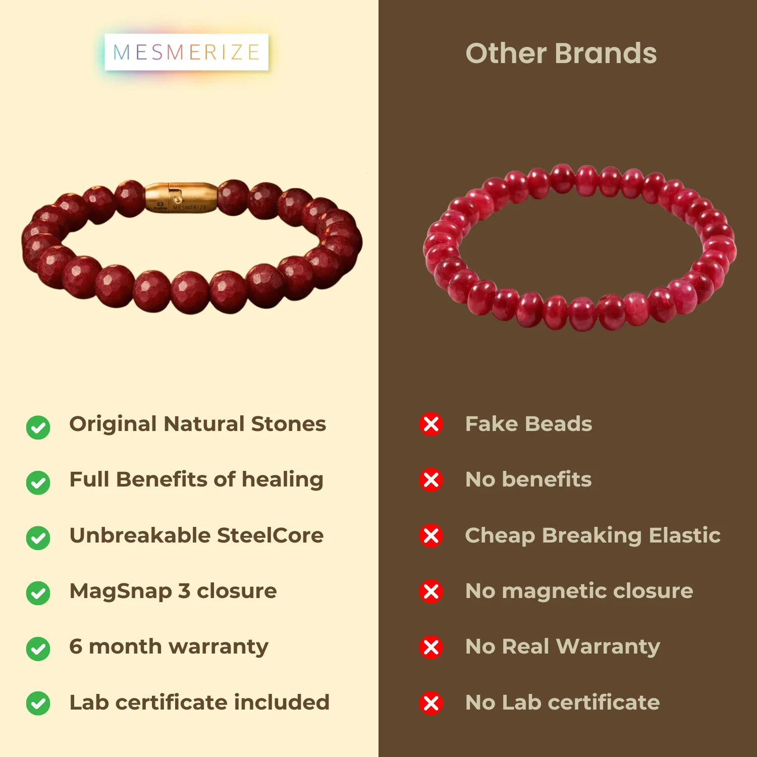 Royal Ruby Natural Stone Bracelet with Magsnap 3 - Image 7