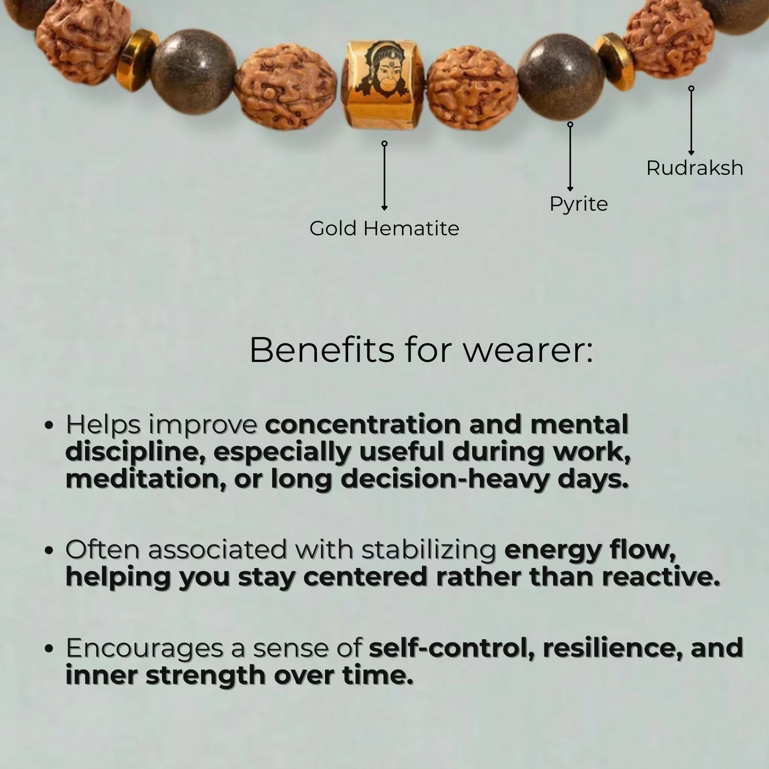 Spiritual Hanuman Natural Stone Bracelet with MagSnap2 - Image 2