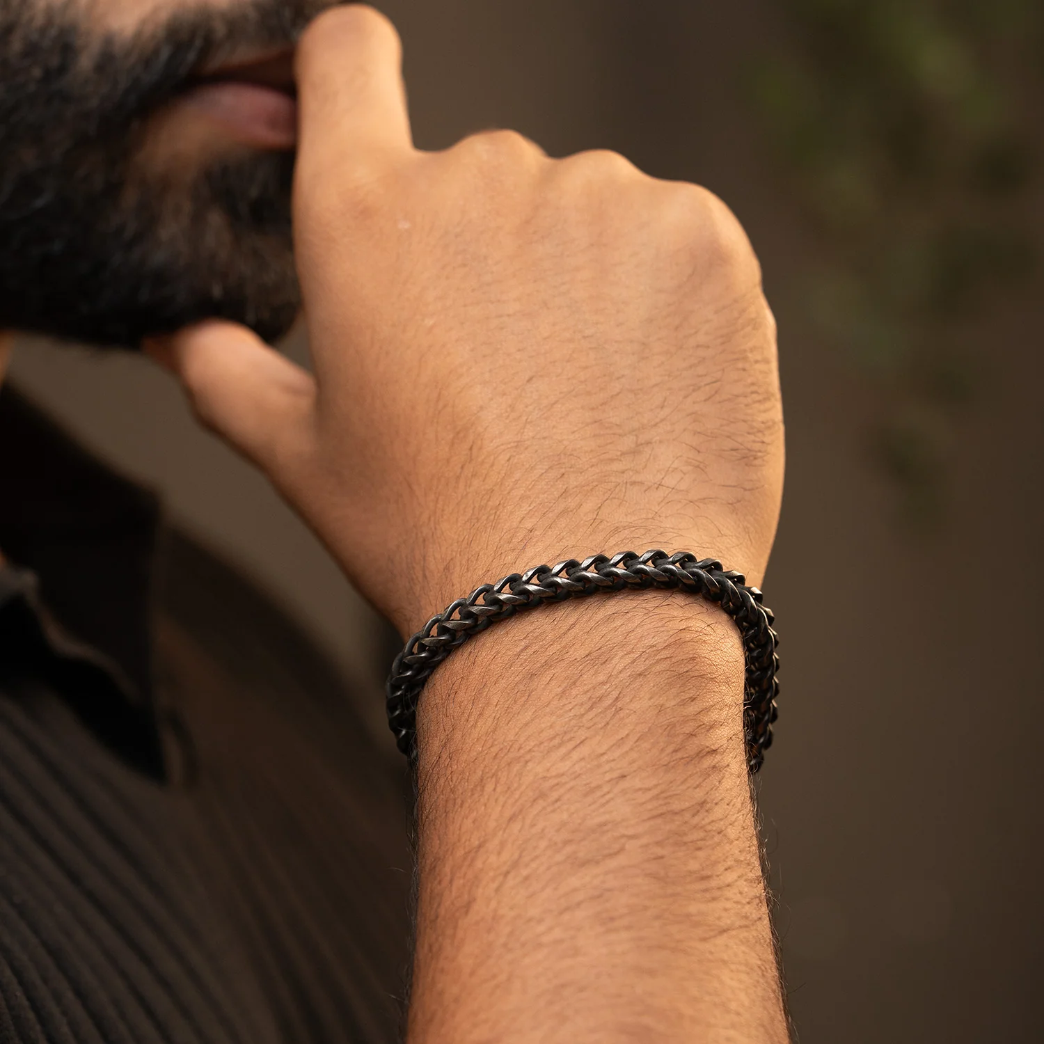 Rugged Silver Chain Bracelet With Tube Clasp - Image 2
